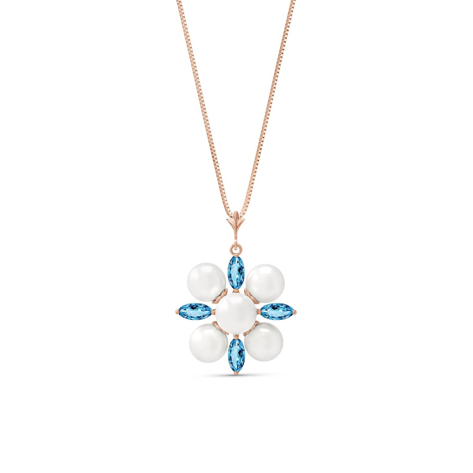 Rose Gold Belle Necklace Blue Topaz 10K — Aurelia