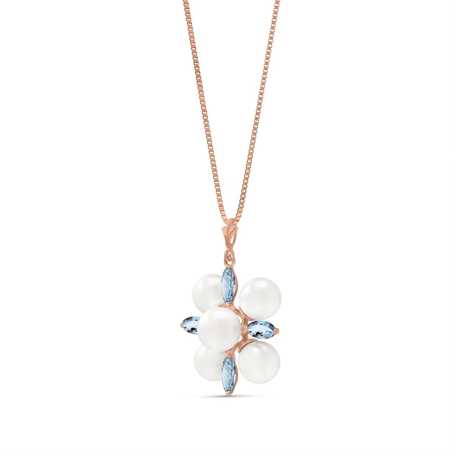 Rose Gold Belle Necklace Blue Topaz 10K — Aurelia