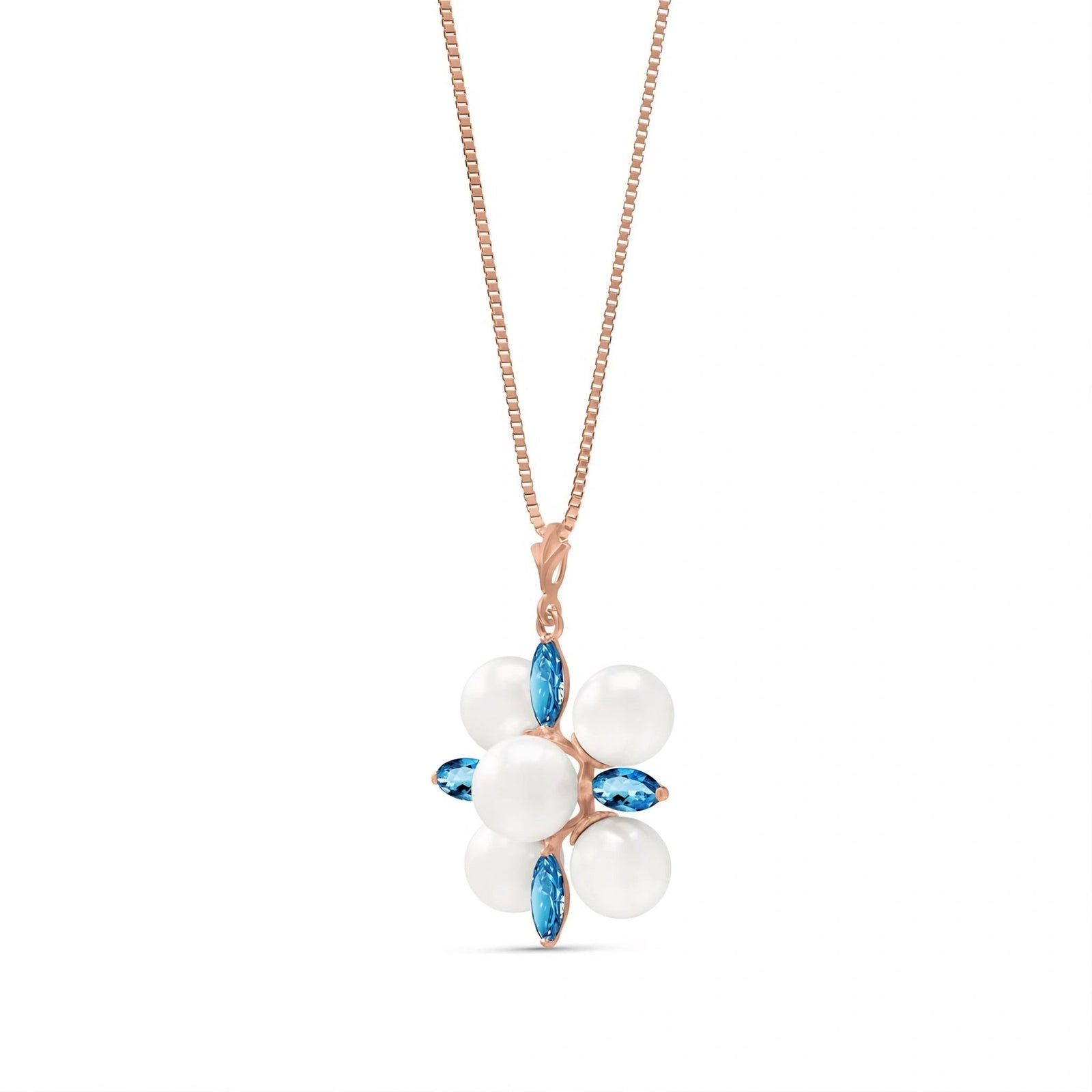 Rose Gold Belle Necklace Blue Topaz 10K — Aurelia
