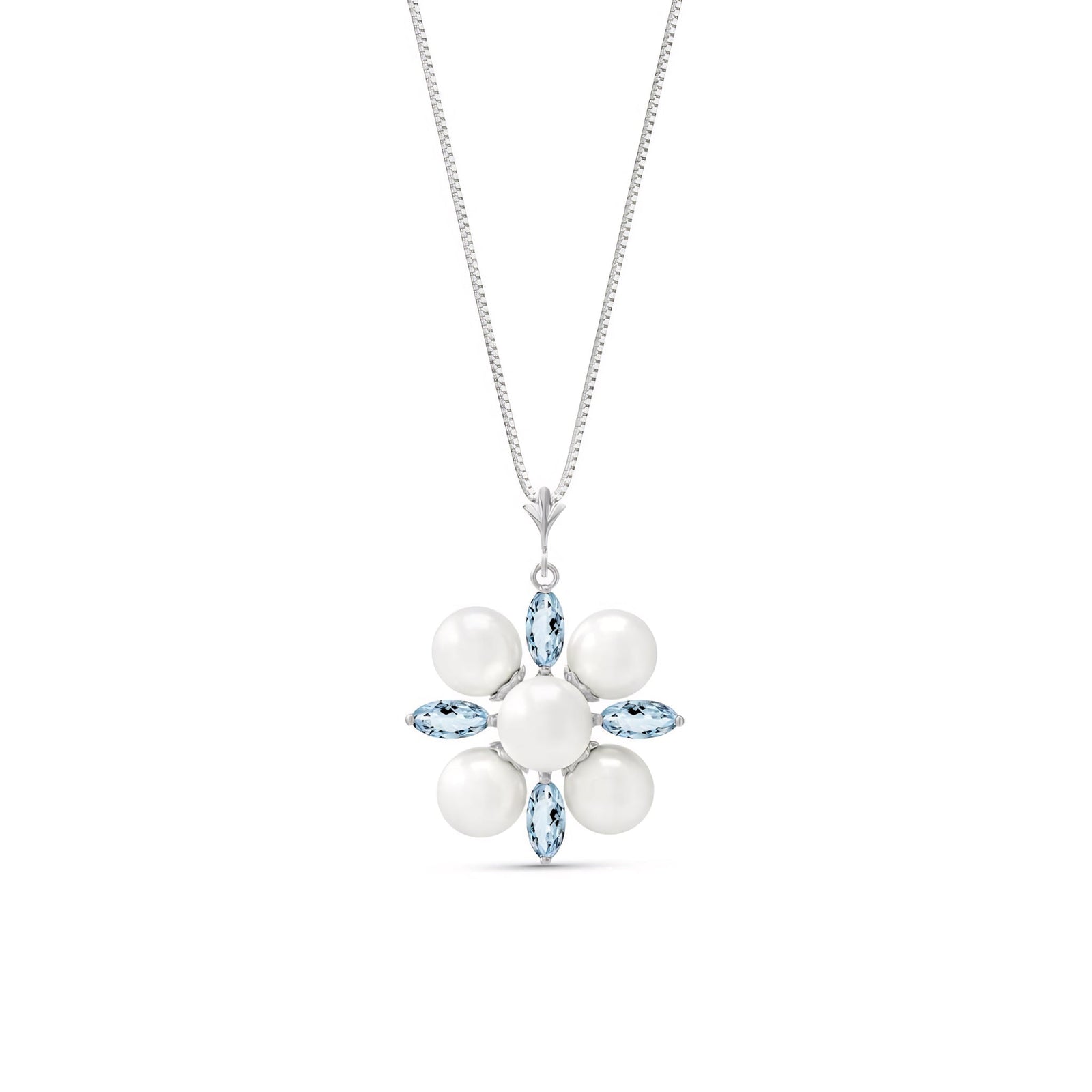 White Gold Belle Necklace Blue Topaz 10K — Aurelia