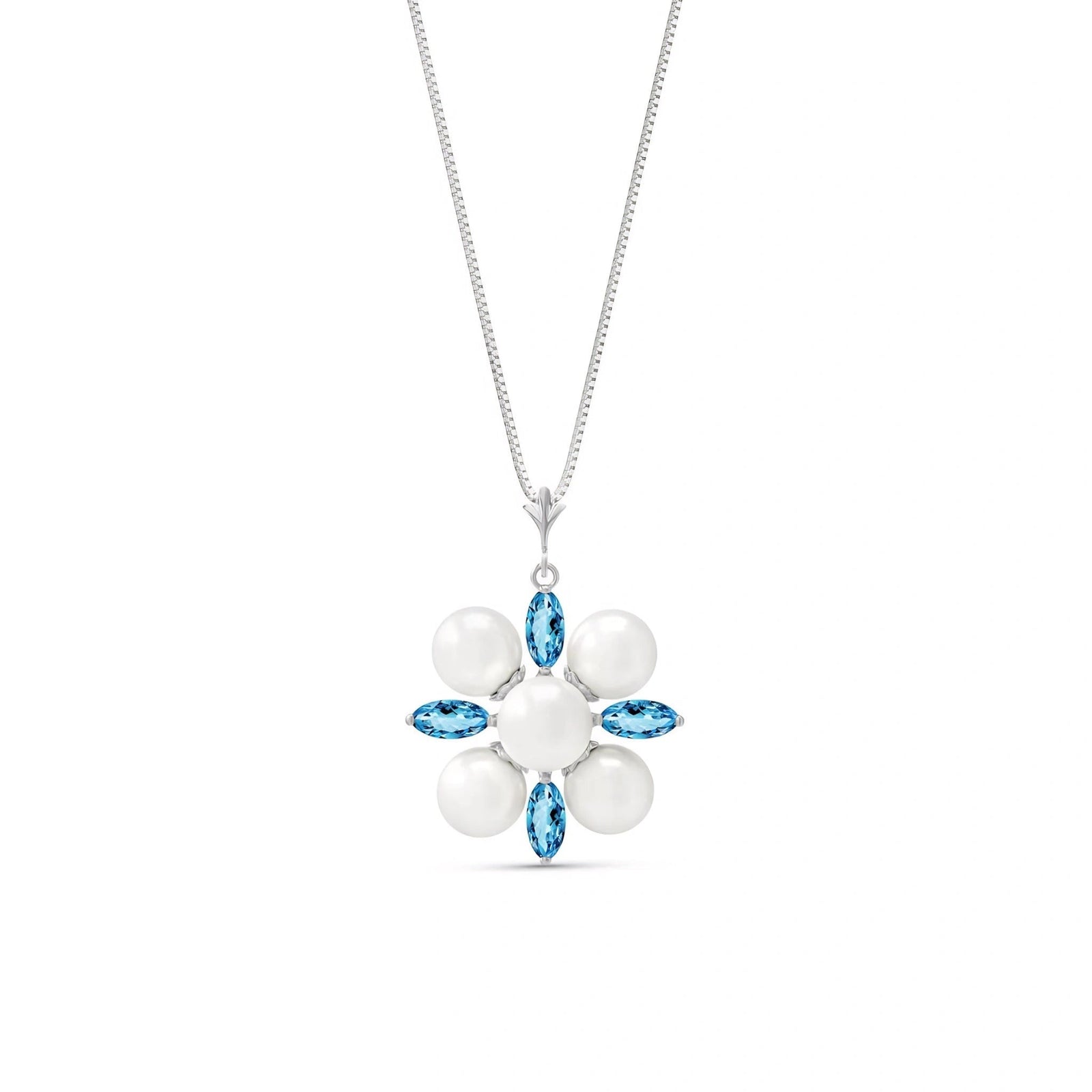 White Gold Belle Necklace Blue Topaz 10K — Aurelia