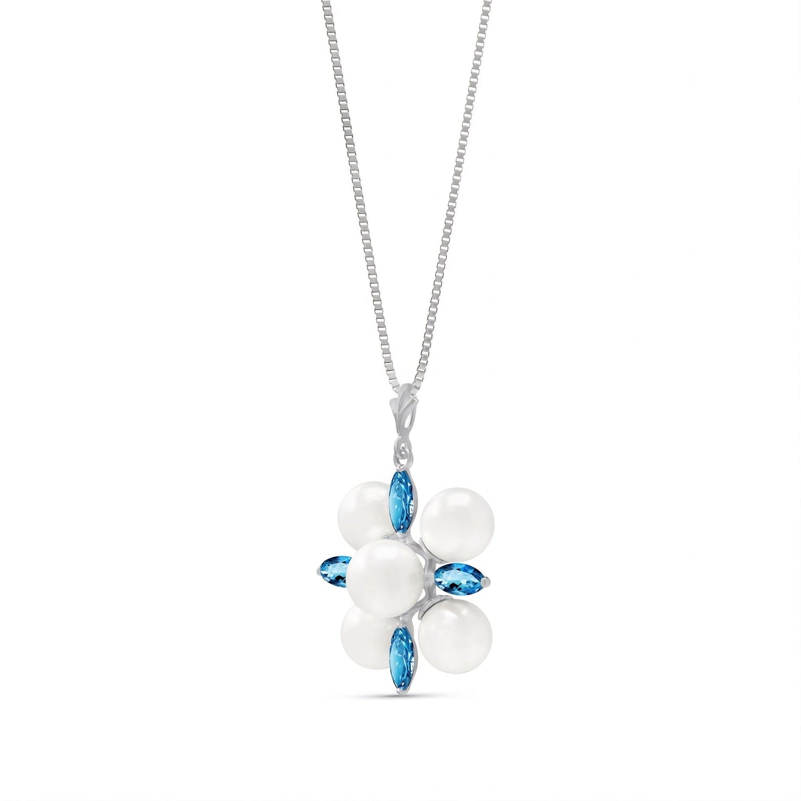 White Gold Belle Necklace Blue Topaz 10K — Aurelia