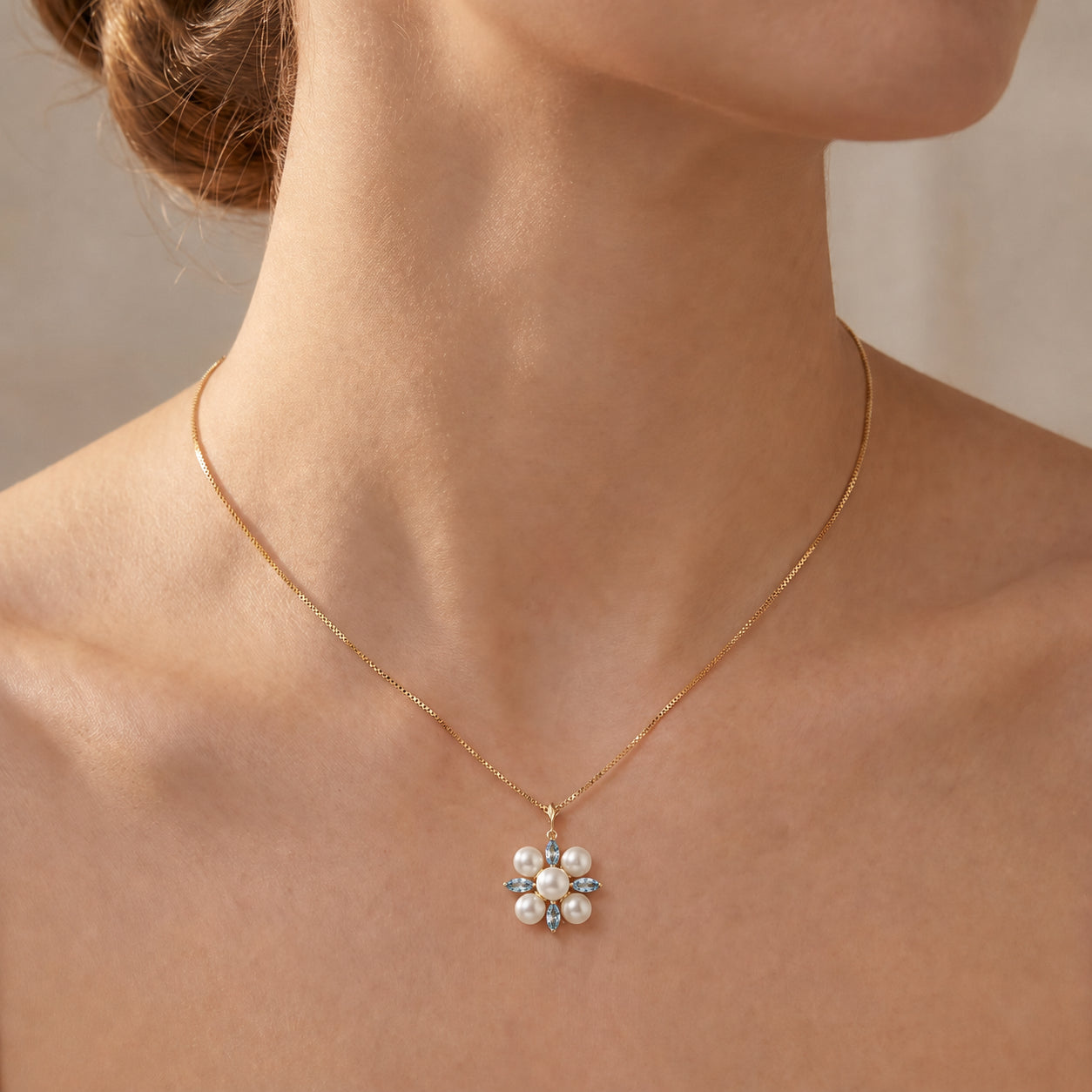 Yellow Gold Belle Necklace Blue Topaz 10K — Aurelia