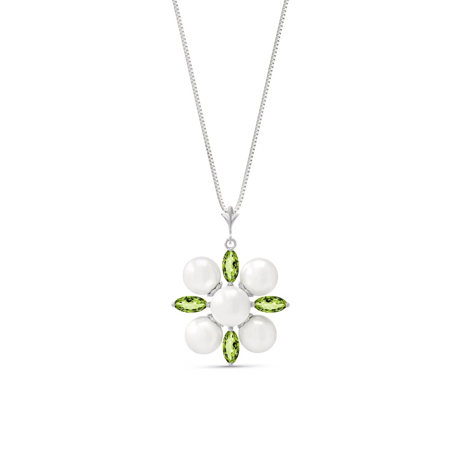 White Gold Belle Necklace Peridot 10K — Aurelia