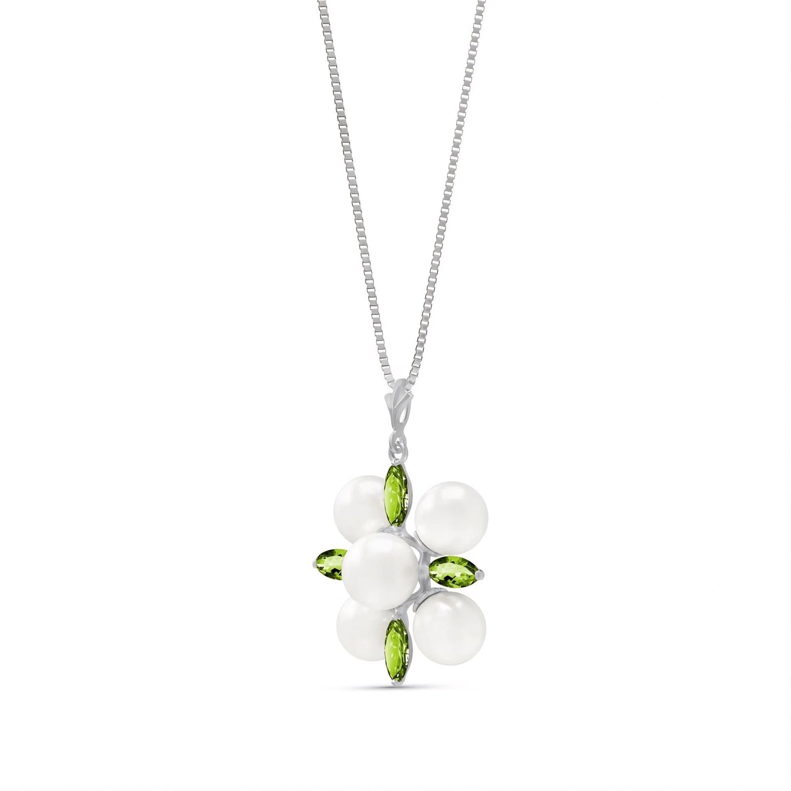 White Gold Belle Necklace Peridot 10K — Aurelia