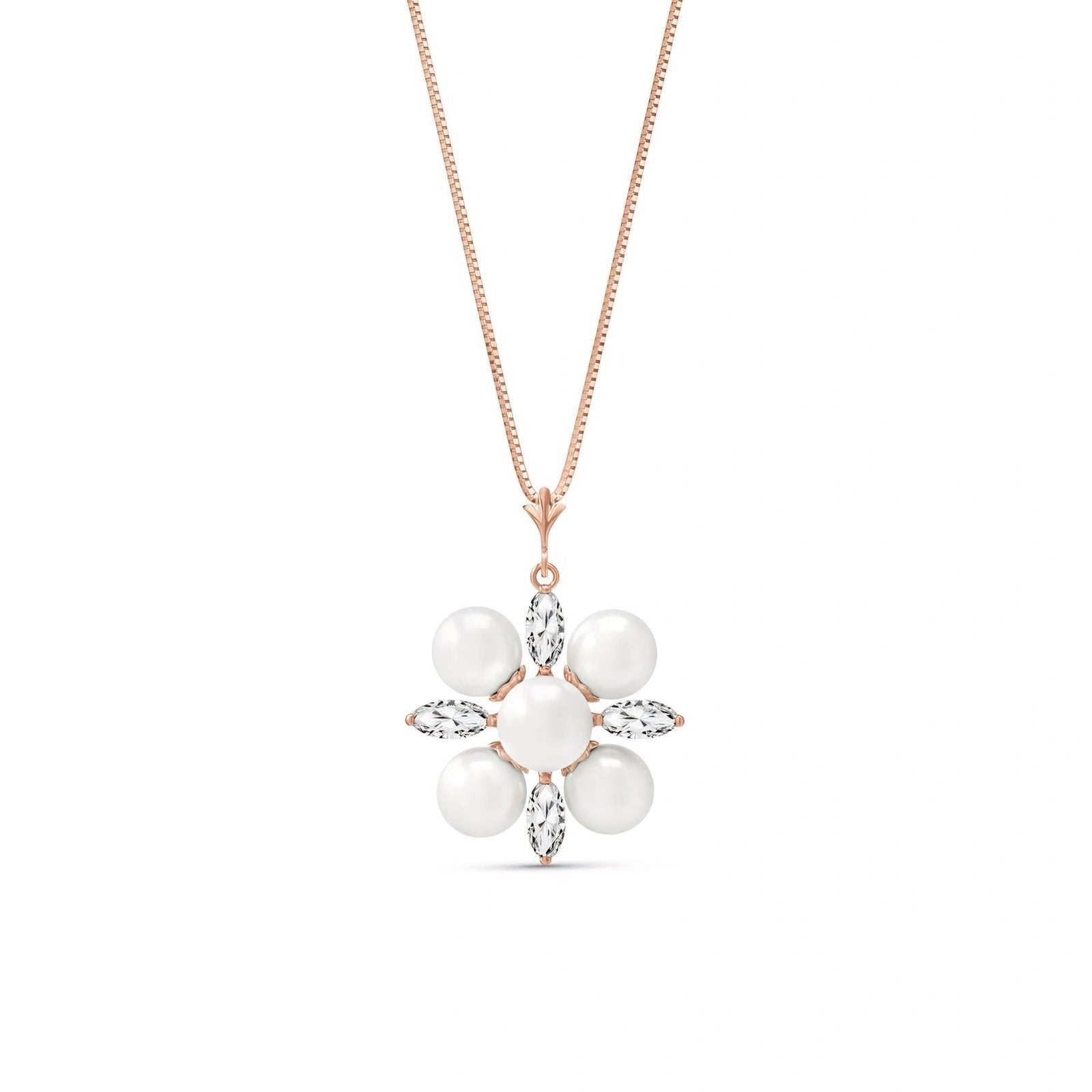 Rose Gold Belle Necklace White Topaz 10K — Aurelia