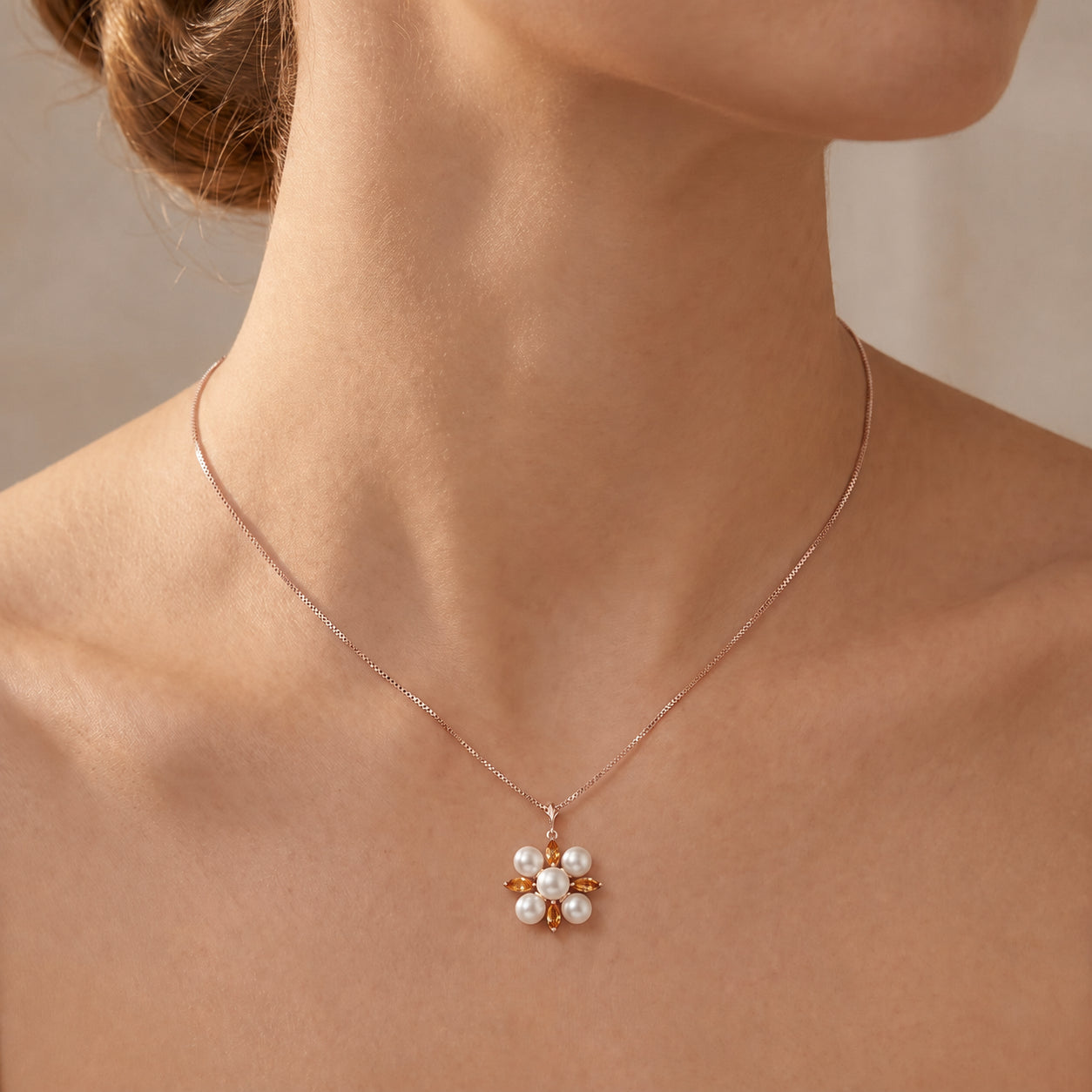 Rose Gold Belle Necklace White Topaz 10K — Aurelia