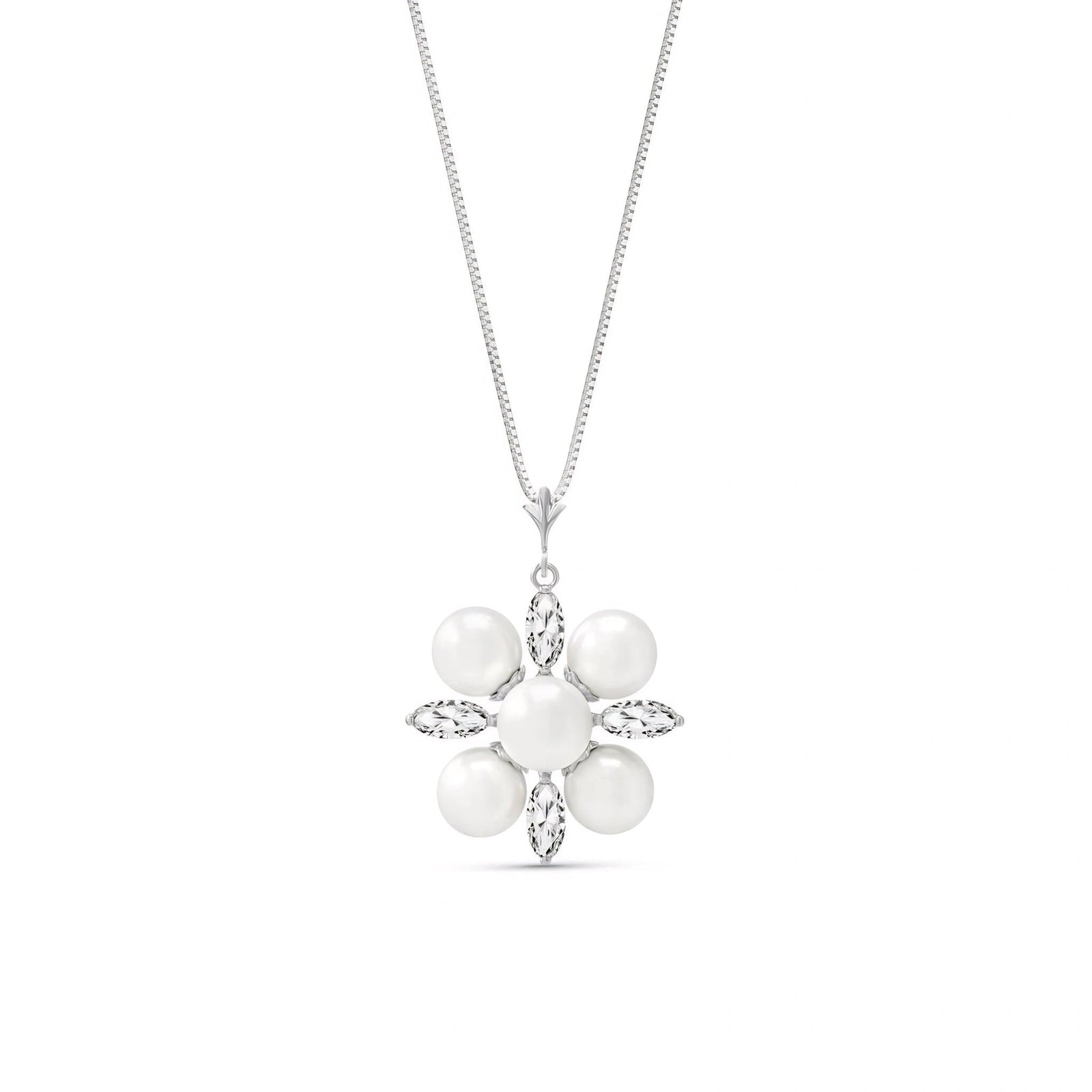 White Gold Belle Necklace White Topaz 10K — Aurelia