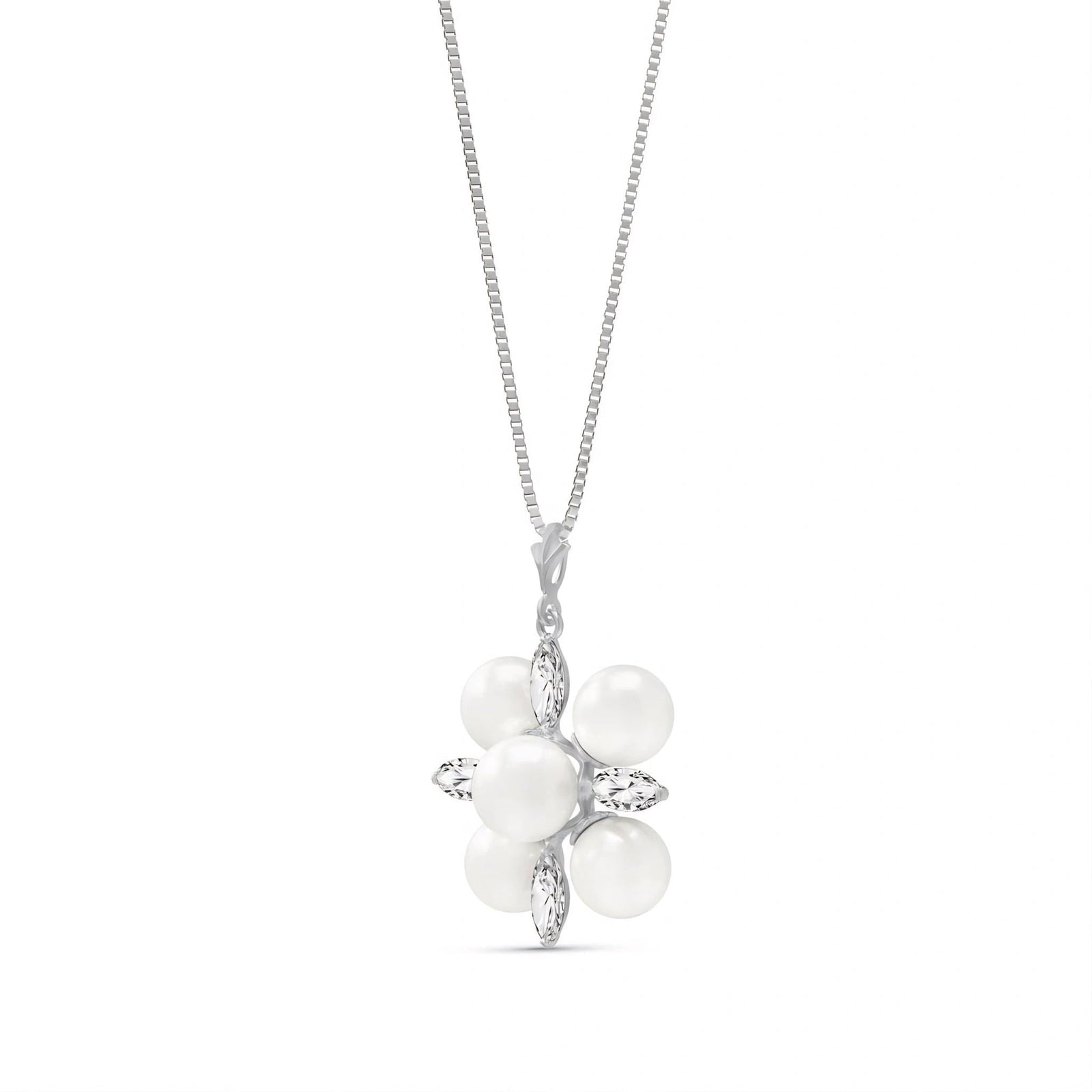 White Gold Belle Necklace White Topaz 10K — Aurelia