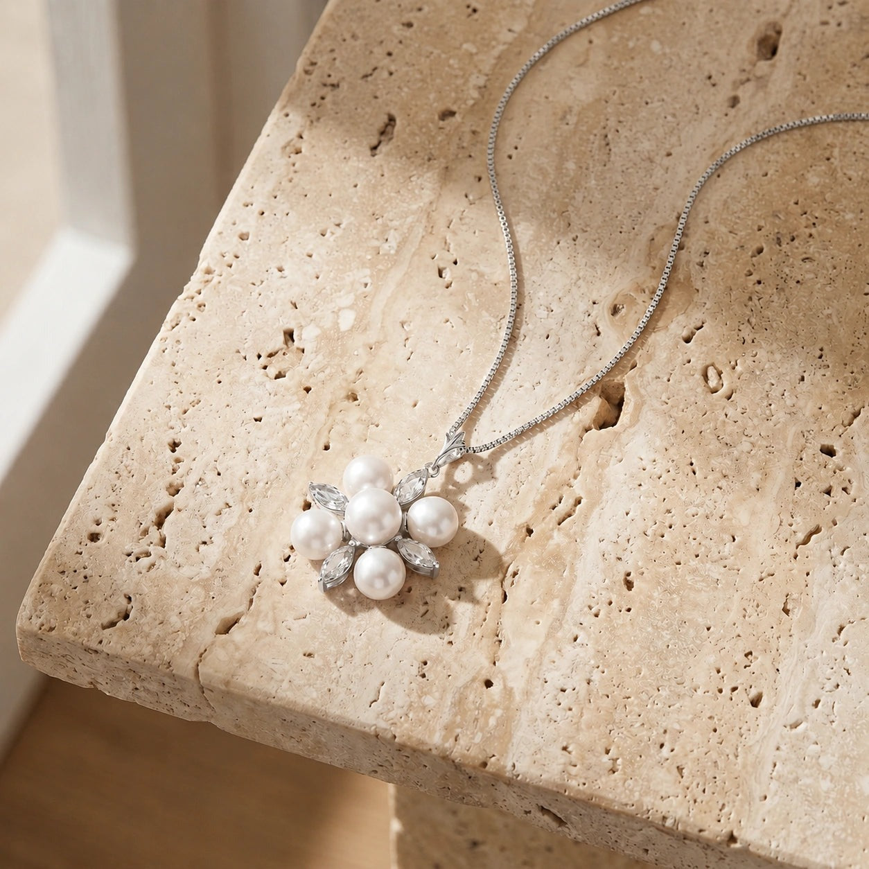 White Gold Belle Necklace White Topaz 10K — Aurelia
