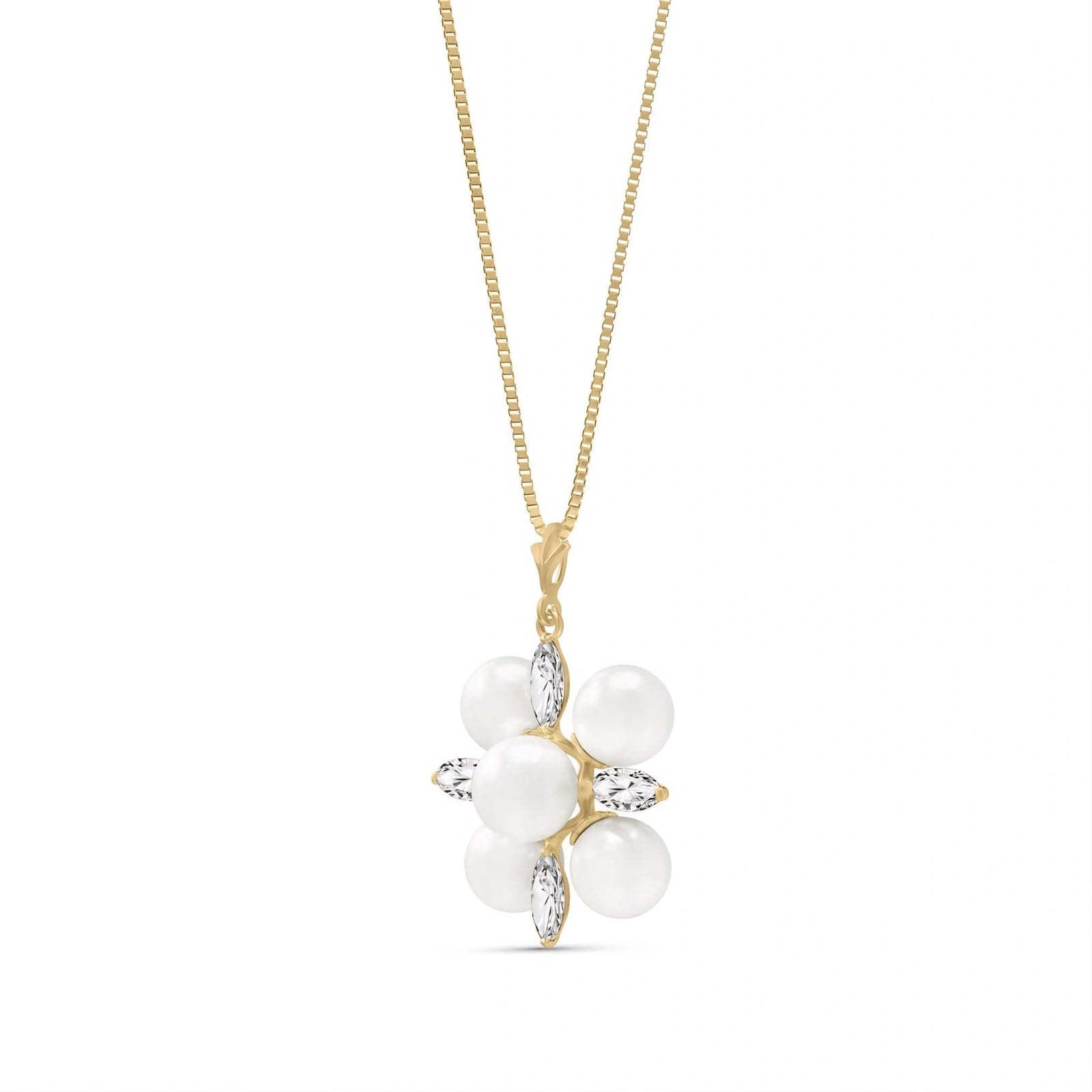 Yellow Gold Belle Necklace White Topaz 10K — Aurelia