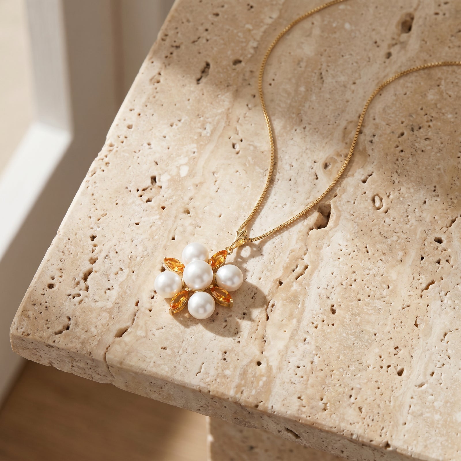 Yellow Gold Belle Necklace White Topaz 10K — Aurelia
