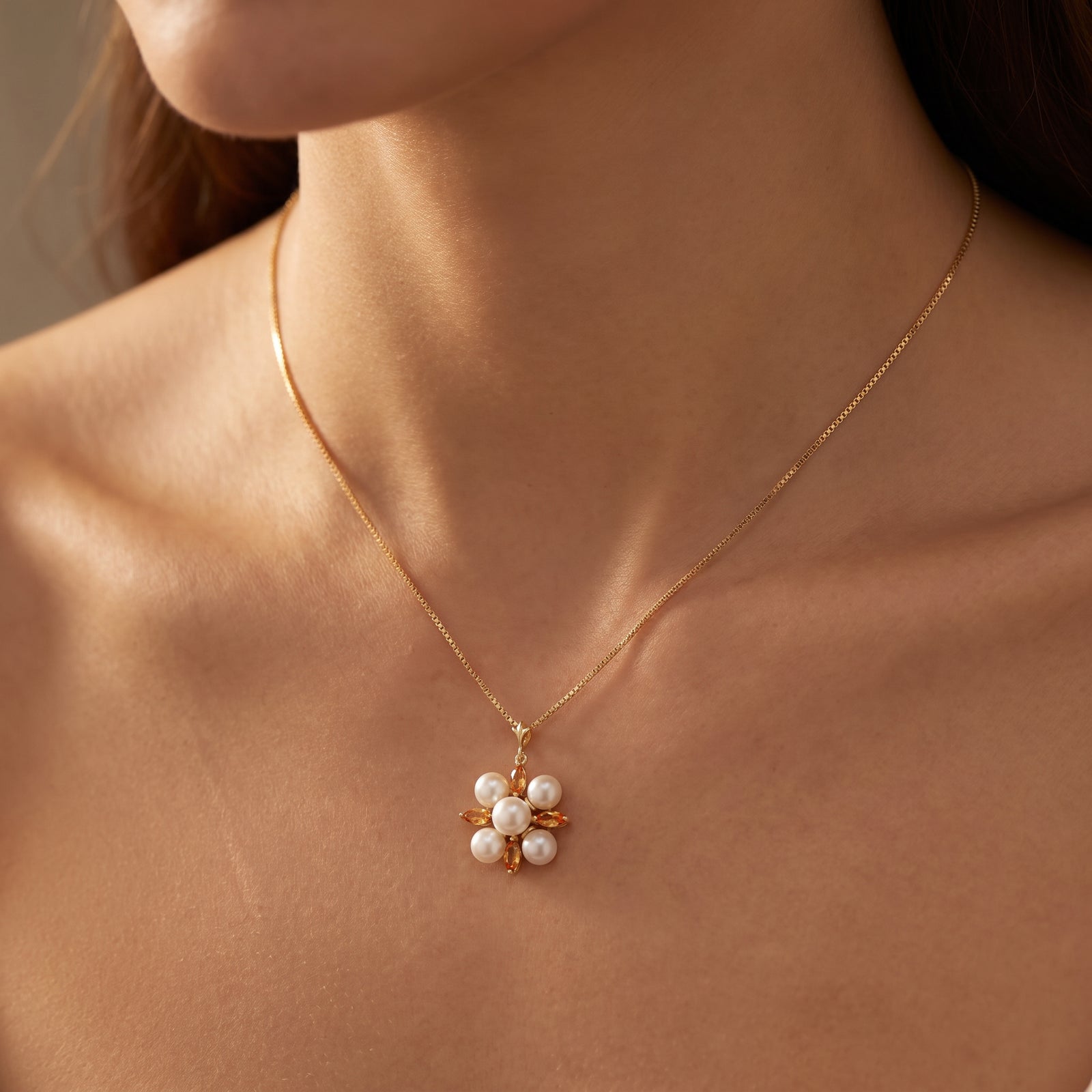 Yellow Gold Belle Necklace White Topaz 10K — Aurelia