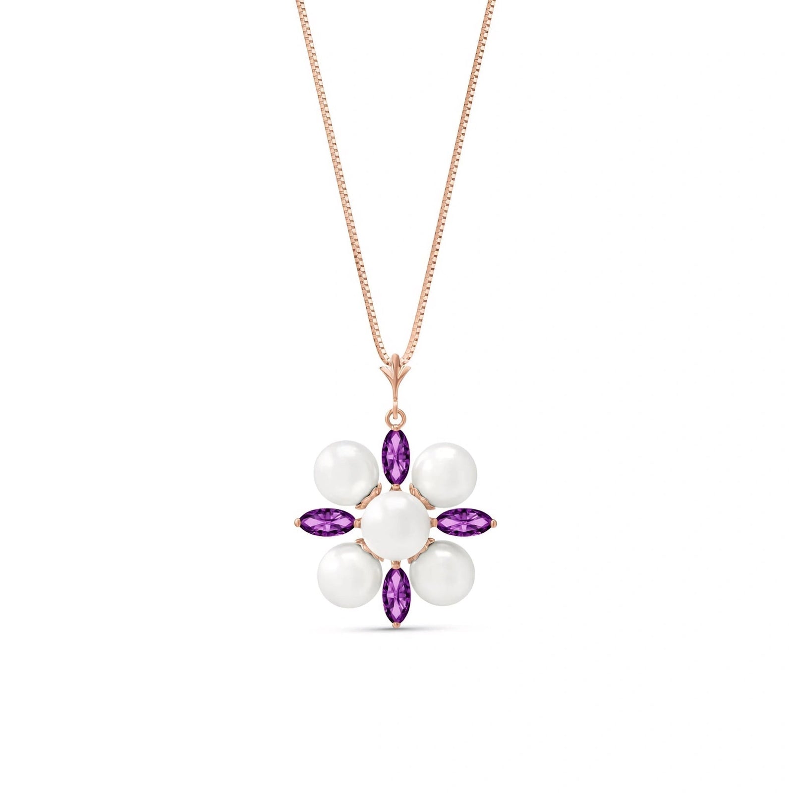 Rose Gold Belle Necklace Amethyst 10K — Aurelia