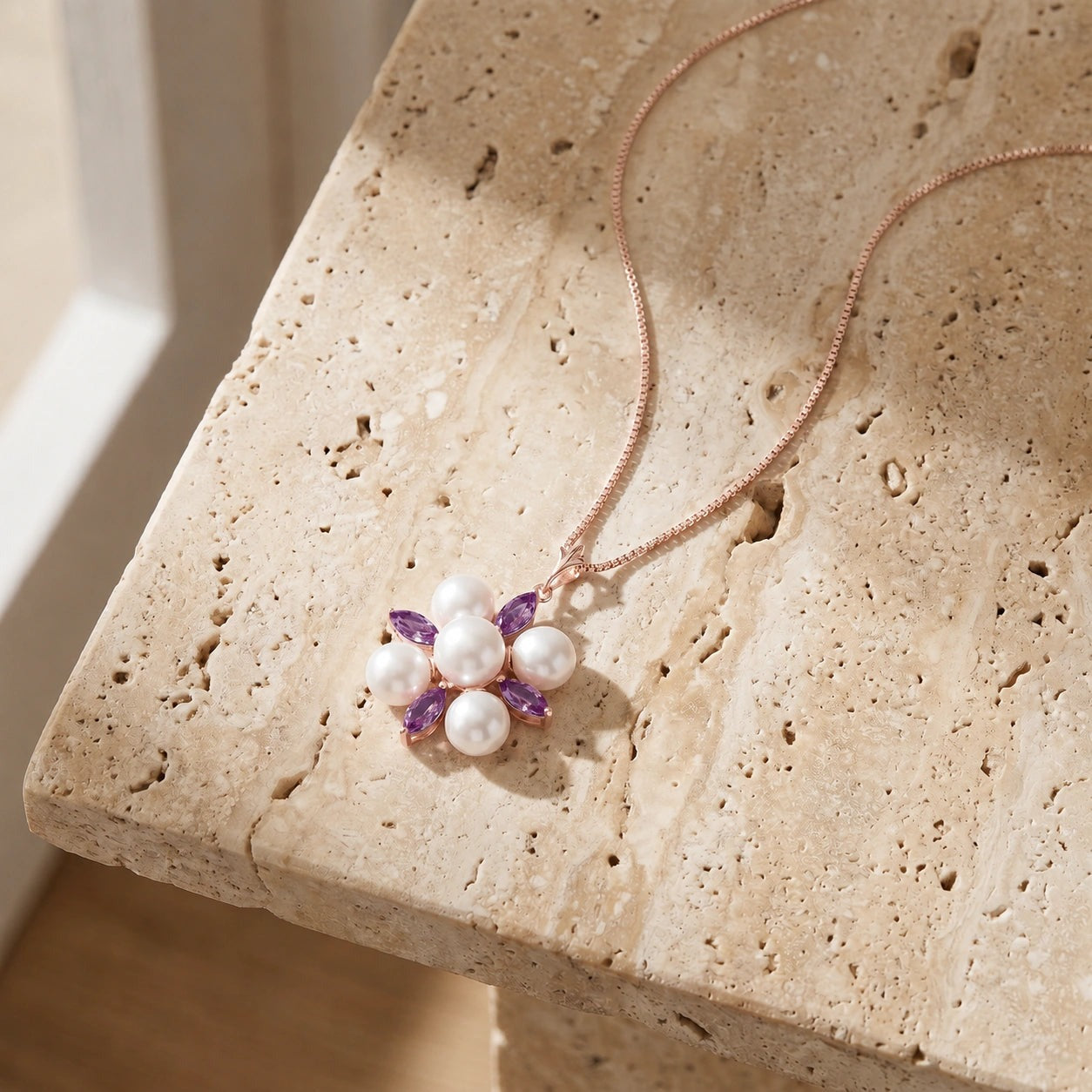 Rose Gold Belle Necklace Amethyst 10K — Aurelia