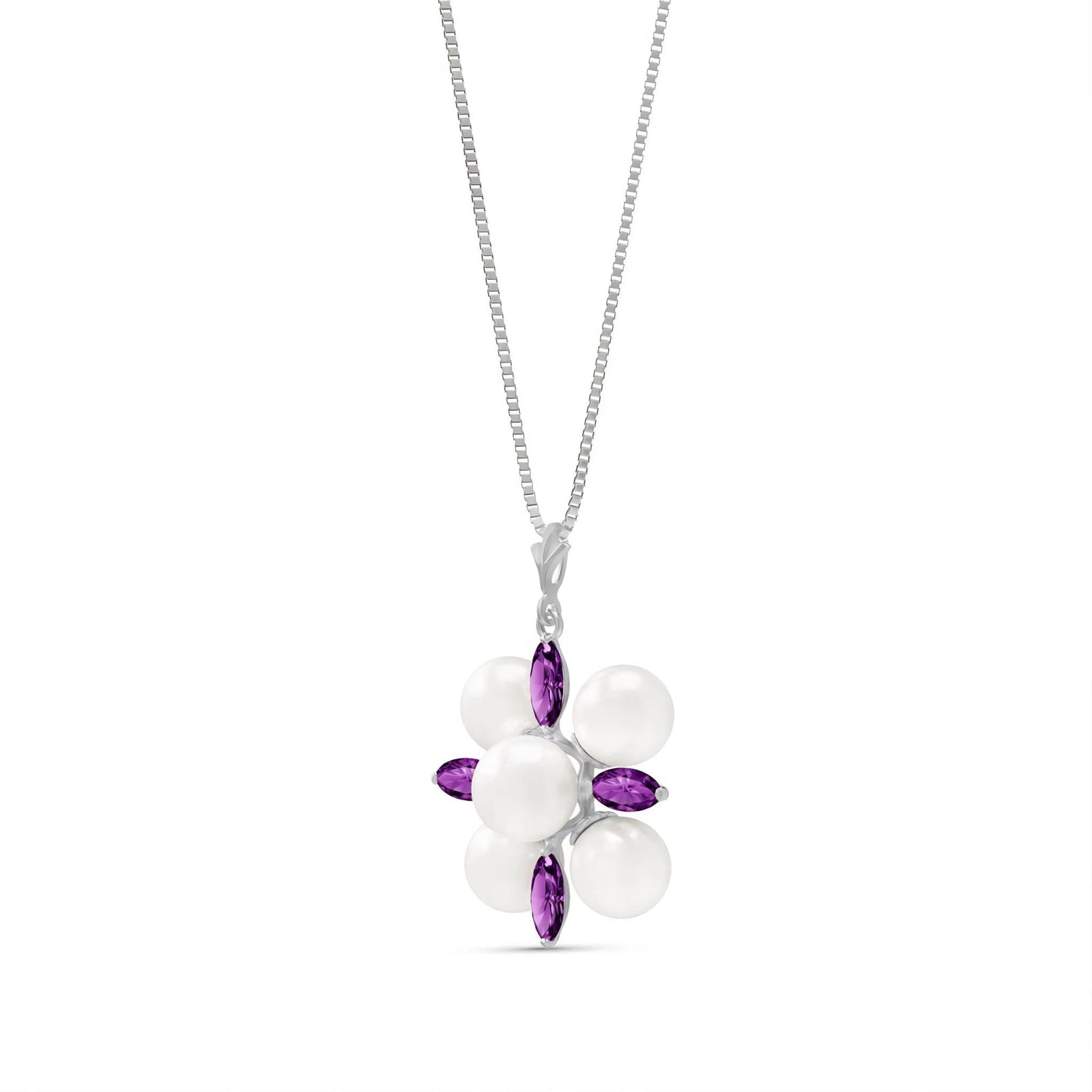 White Gold Belle Necklace Amethyst 10K — Aurelia