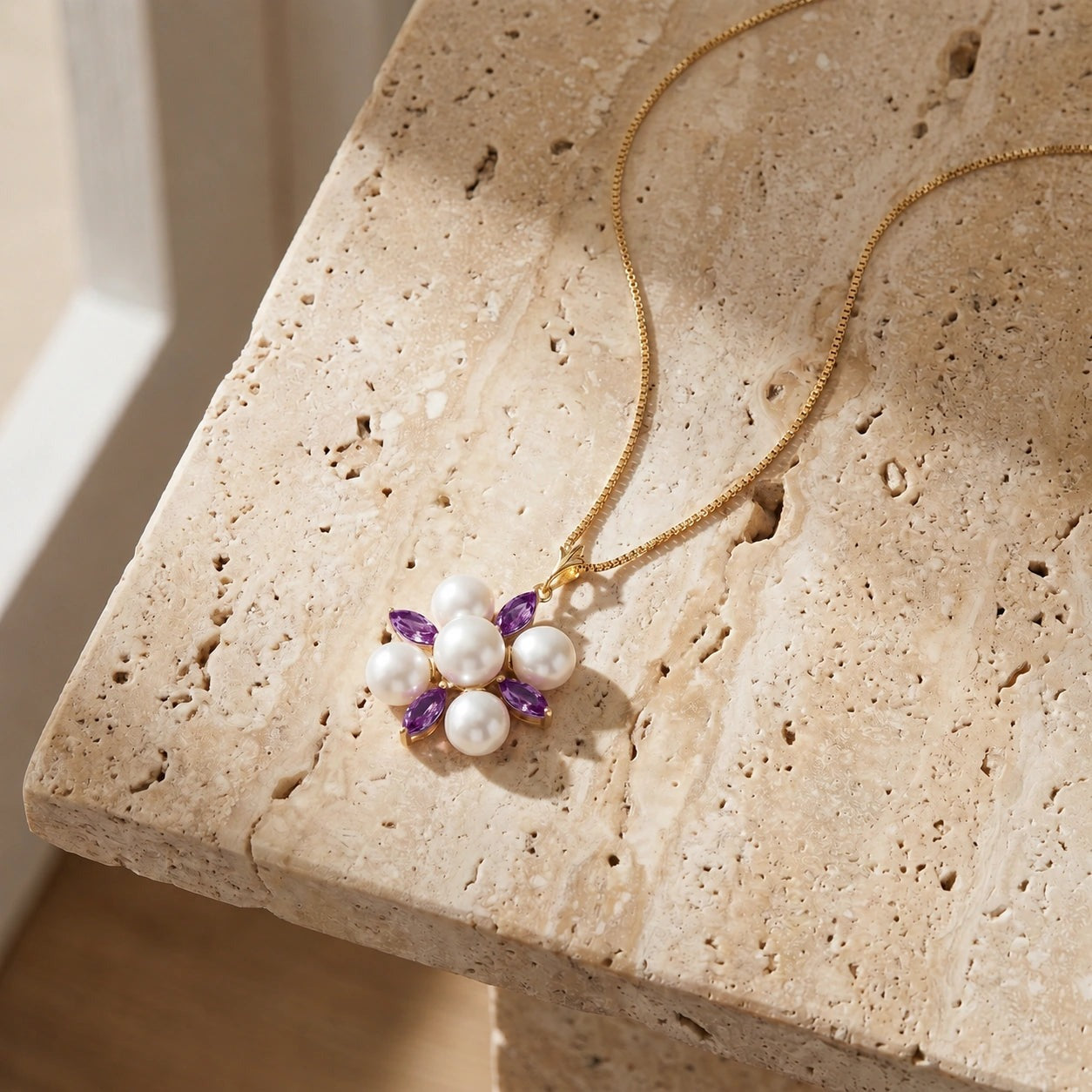 Yellow Gold Belle Necklace Amethyst 10K — Aurelia