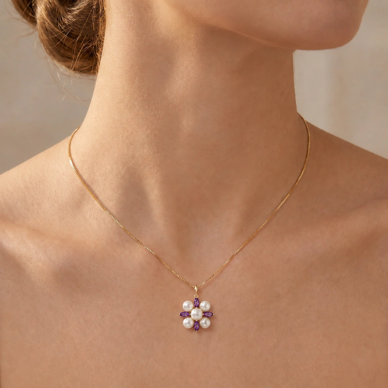 Yellow Gold Belle Necklace Amethyst 10K — Aurelia