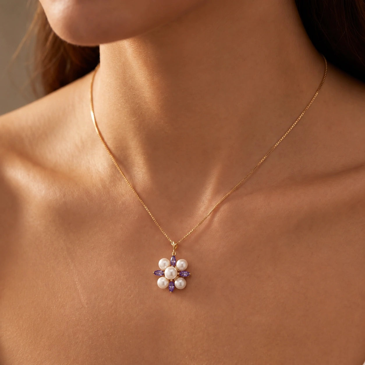 Yellow Gold Belle Necklace Amethyst 10K — Aurelia