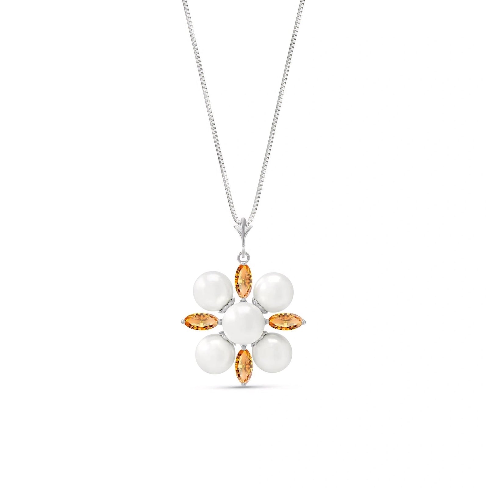 White Gold Belle Necklace Citrine 10K — Aurelia