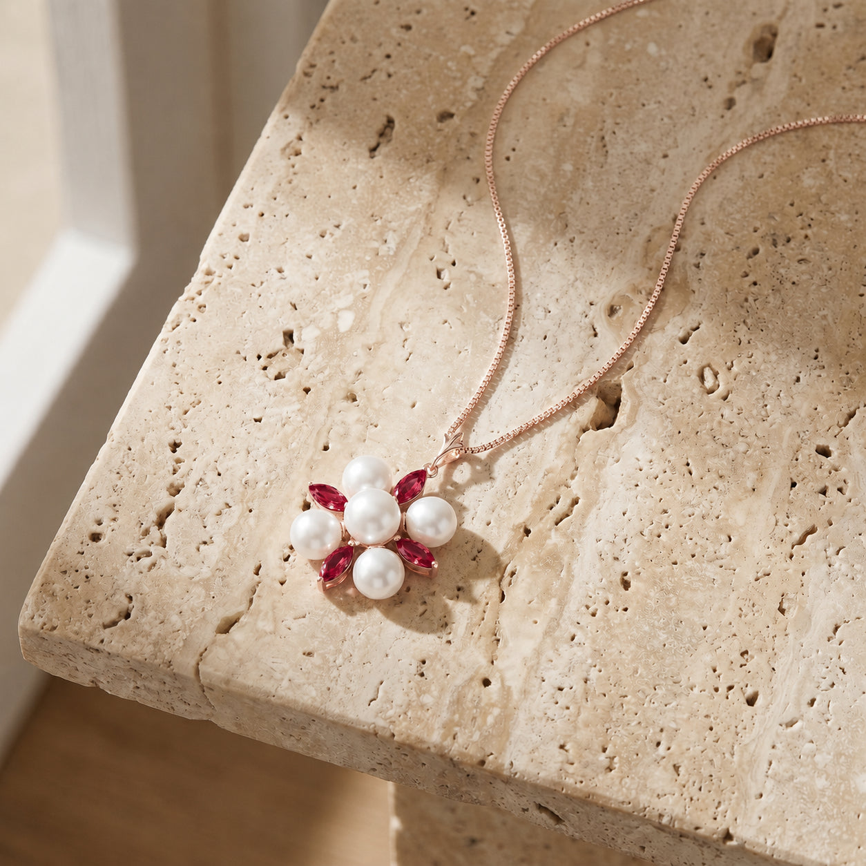 Rose Gold Belle Necklace Garnet 10K — Aurelia