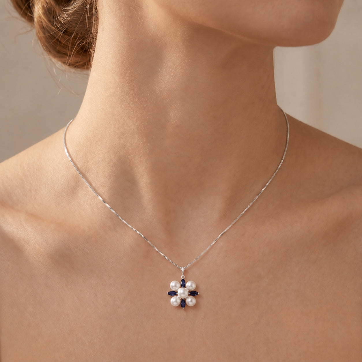 White Gold Belle Necklace Aquamarine 10K — Aurelia