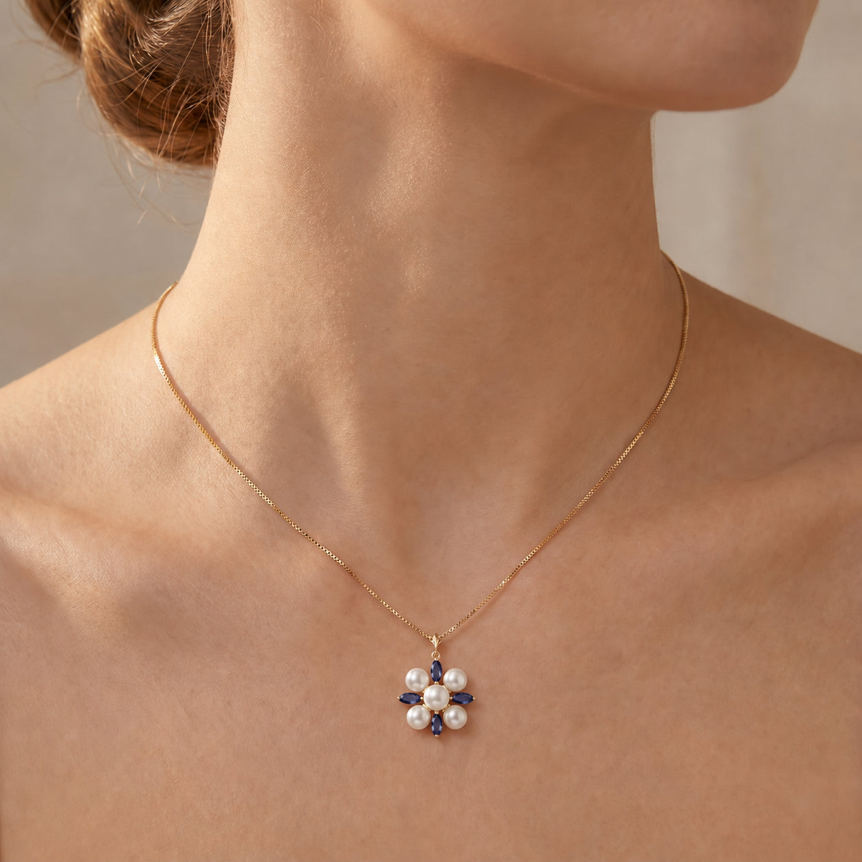 Yellow Gold Belle Necklace Aquamarine 10K — Aurelia
