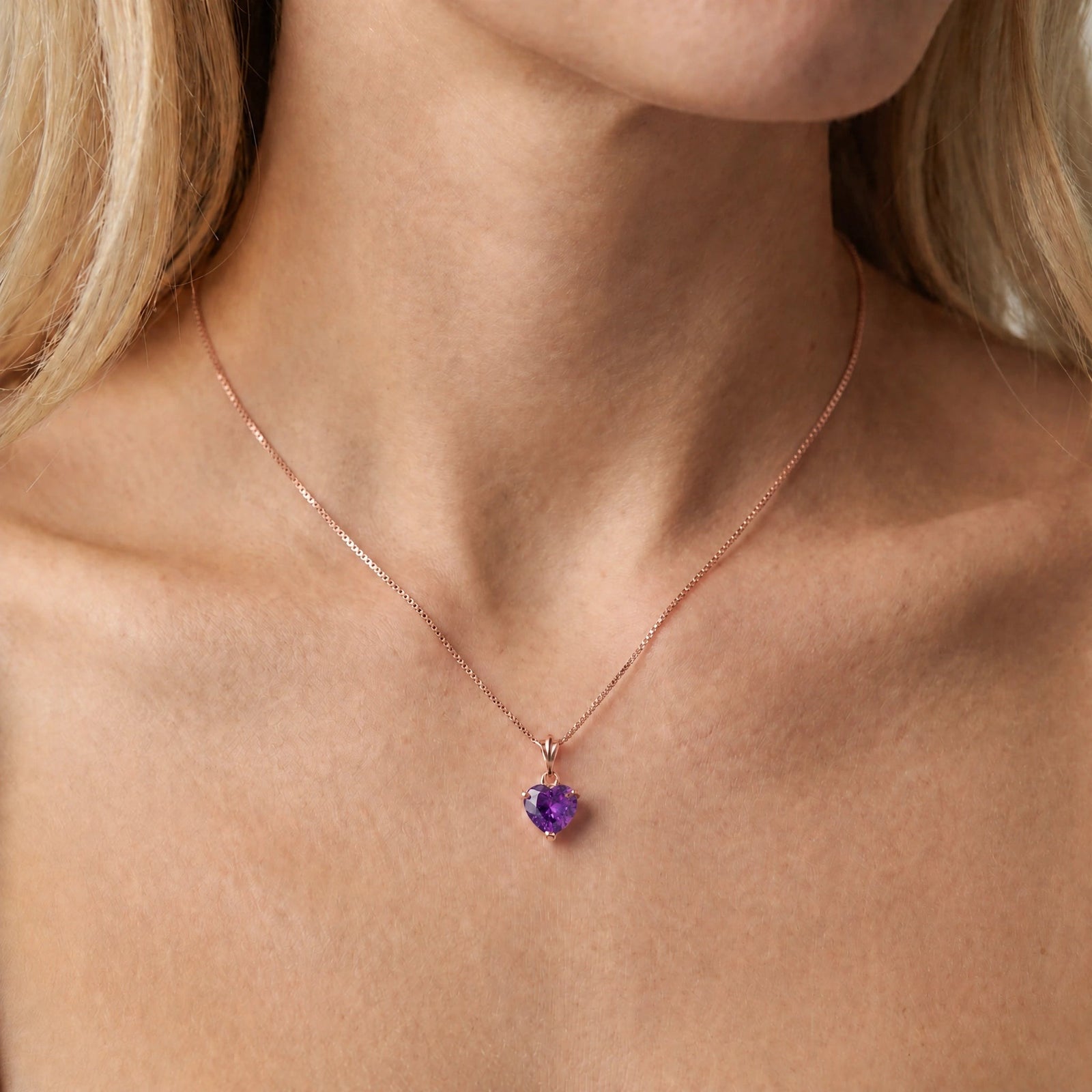 Rose Gold Classic Necklace Amethyst 10K — Alida