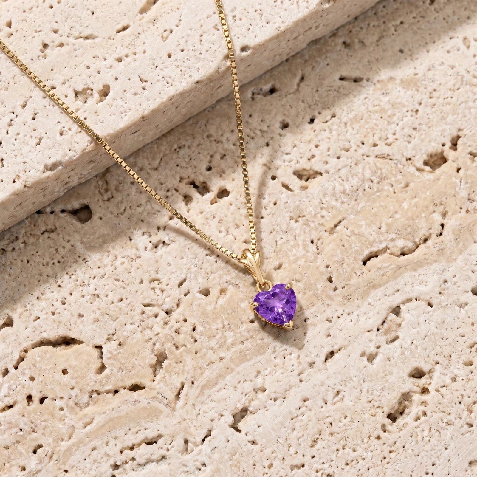 Yellow Gold Classic Necklace Amethyst 10K — Alida