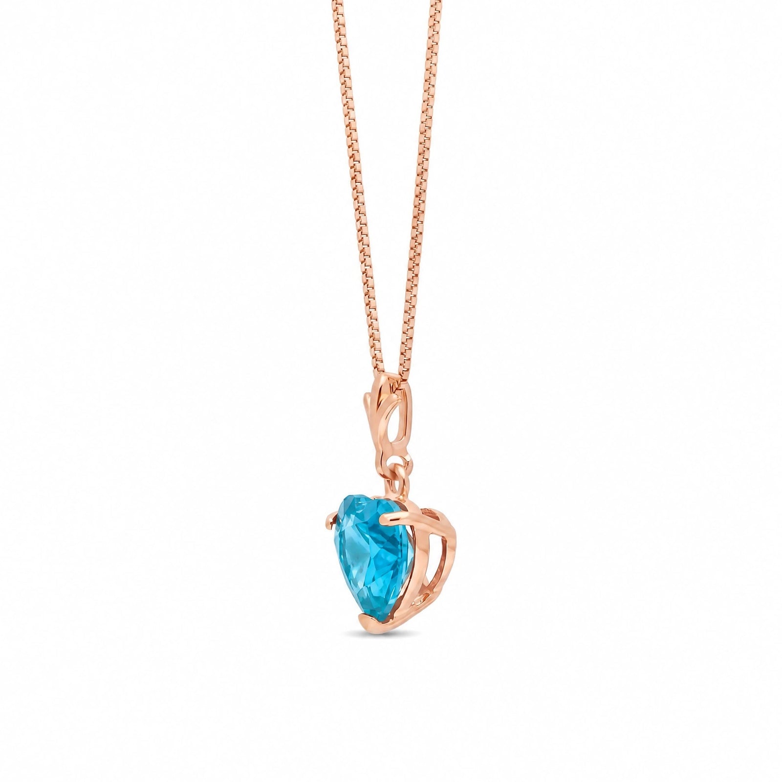 Rose Gold Classic Necklace Blue Topaz 10K — Alida