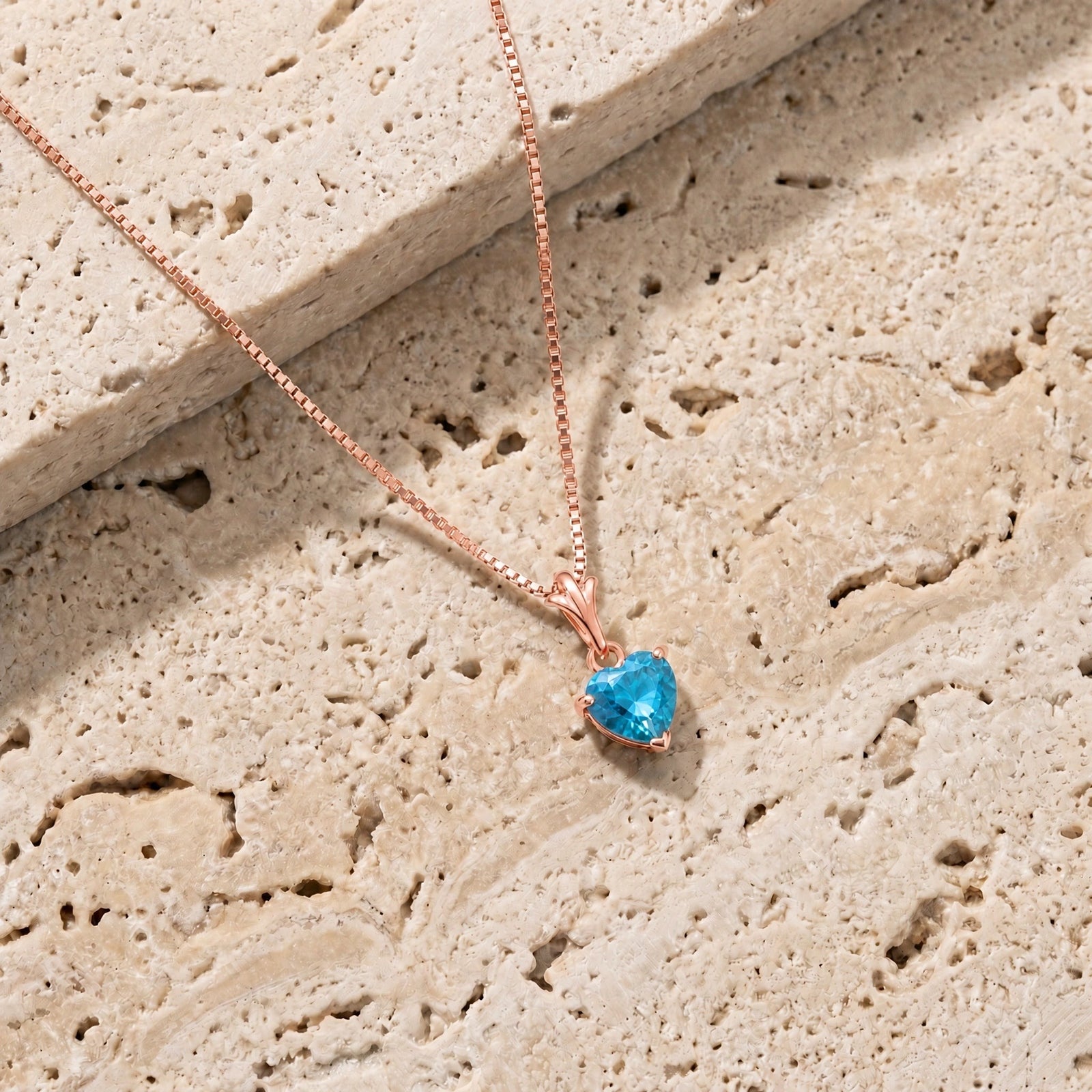 Rose Gold Classic Necklace Blue Topaz 10K — Alida