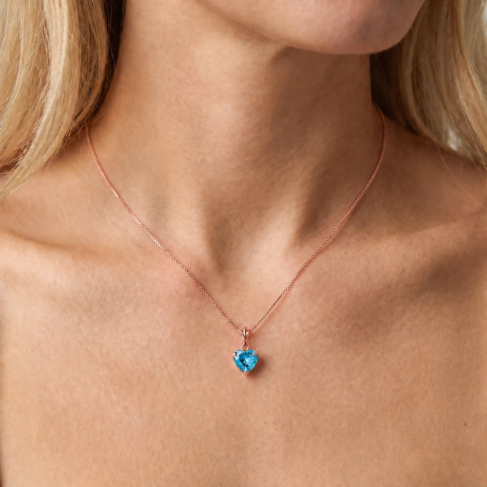 Rose Gold Classic Necklace Blue Topaz 10K — Alida