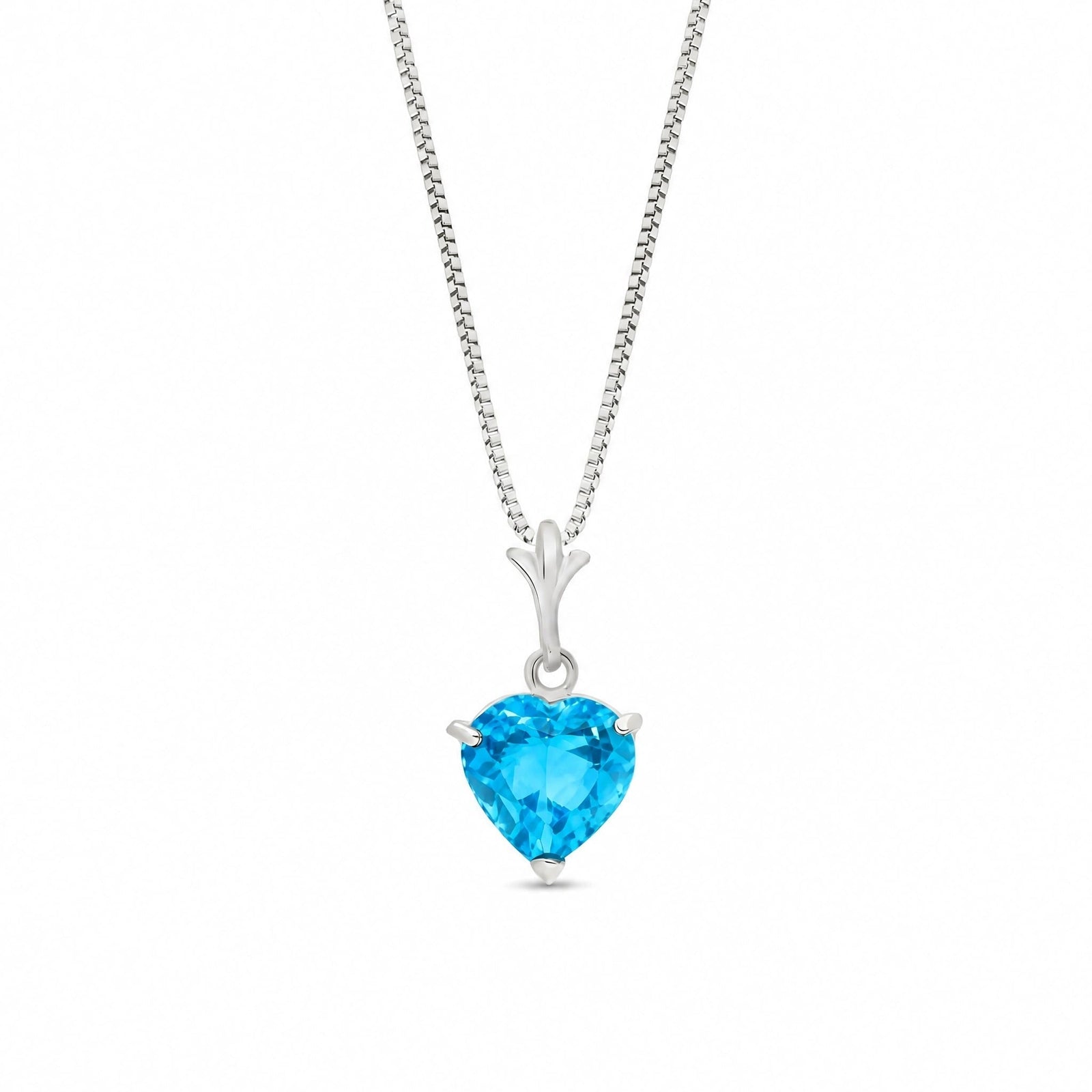 White Gold Classic Necklace Blue Topaz 10K — Alida