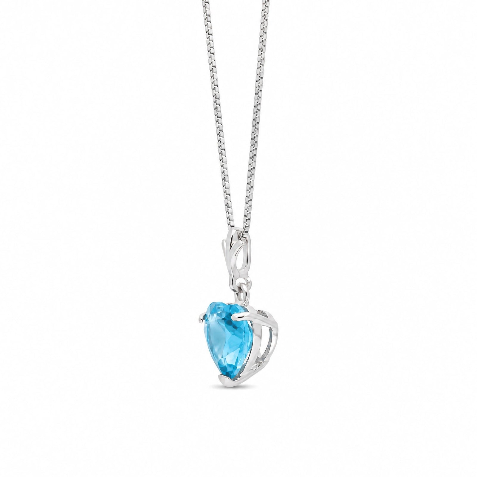 White Gold Classic Necklace Blue Topaz 10K — Alida