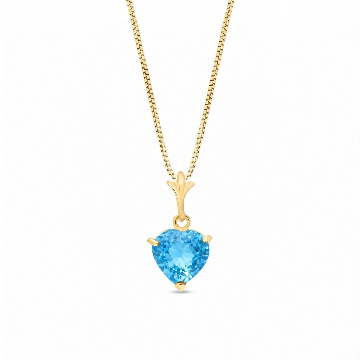 Yellow Gold Classic Necklace Blue Topaz 10K — Alida