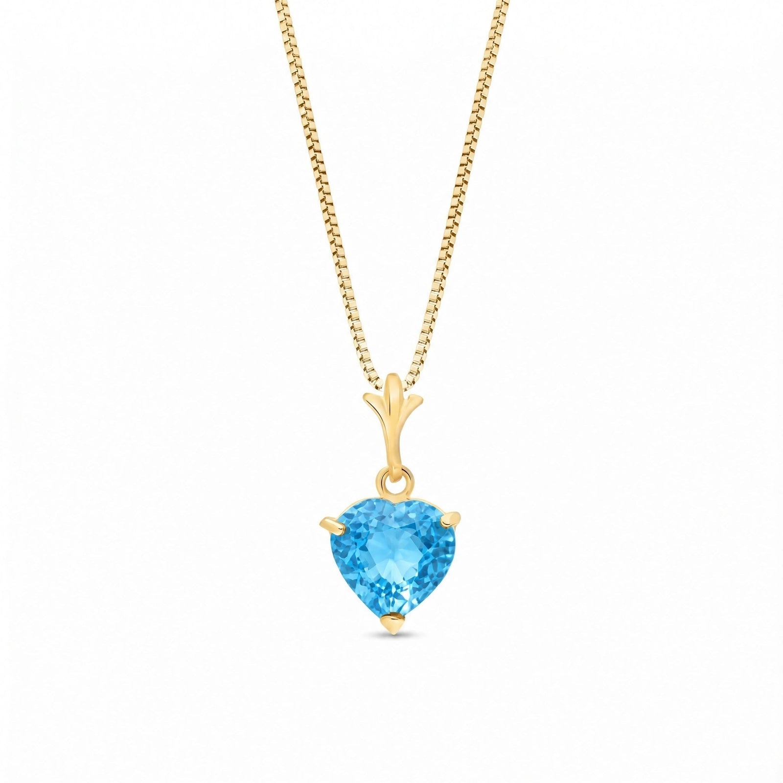 Yellow Gold Classic Necklace Blue Topaz 10K — Alida