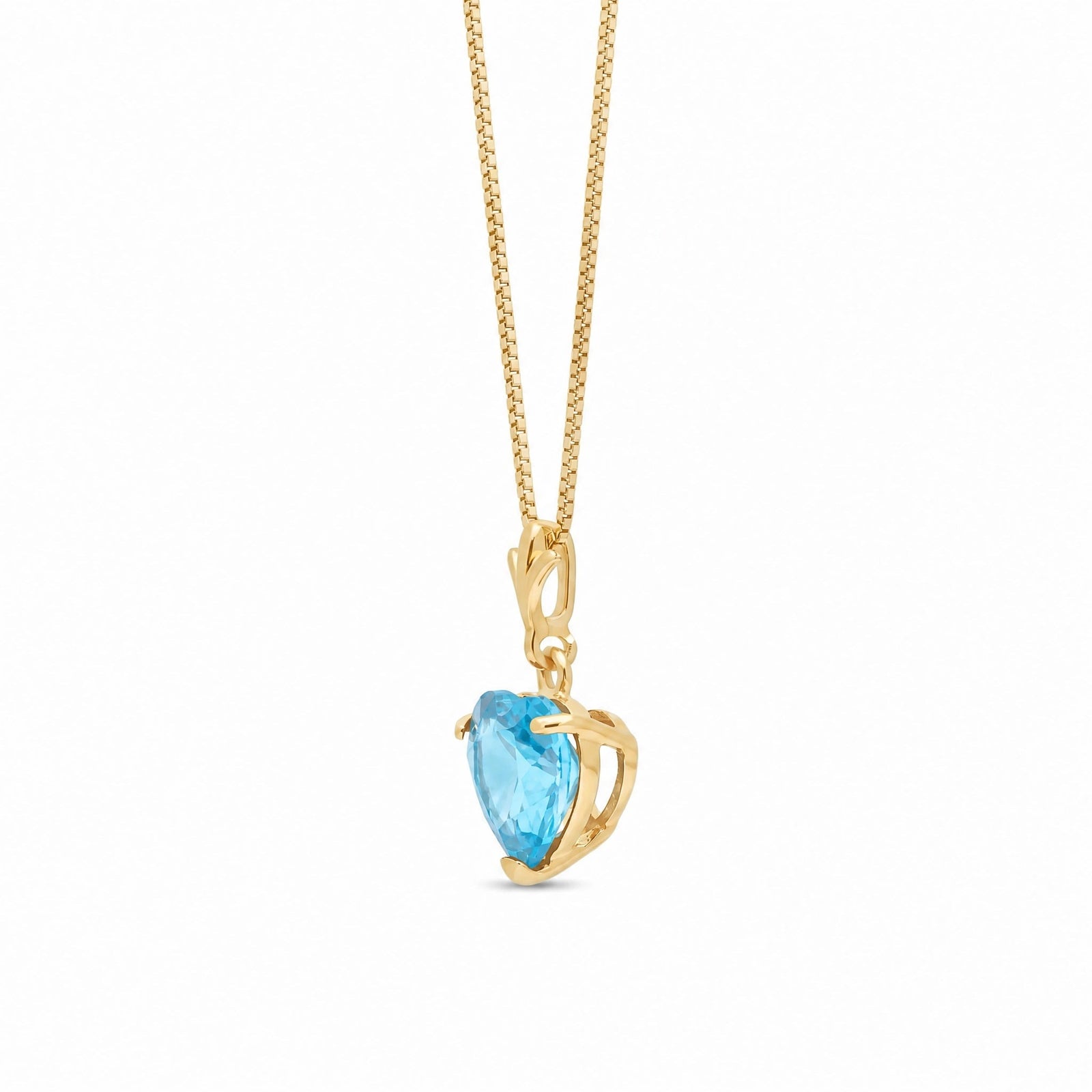 Yellow Gold Classic Necklace Blue Topaz 10K — Alida