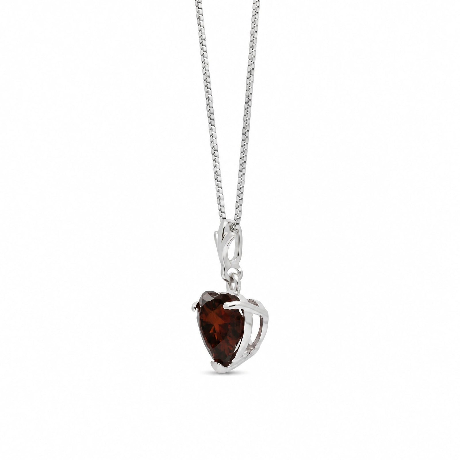 White Gold Classic Necklace Garnet 10K — Alida