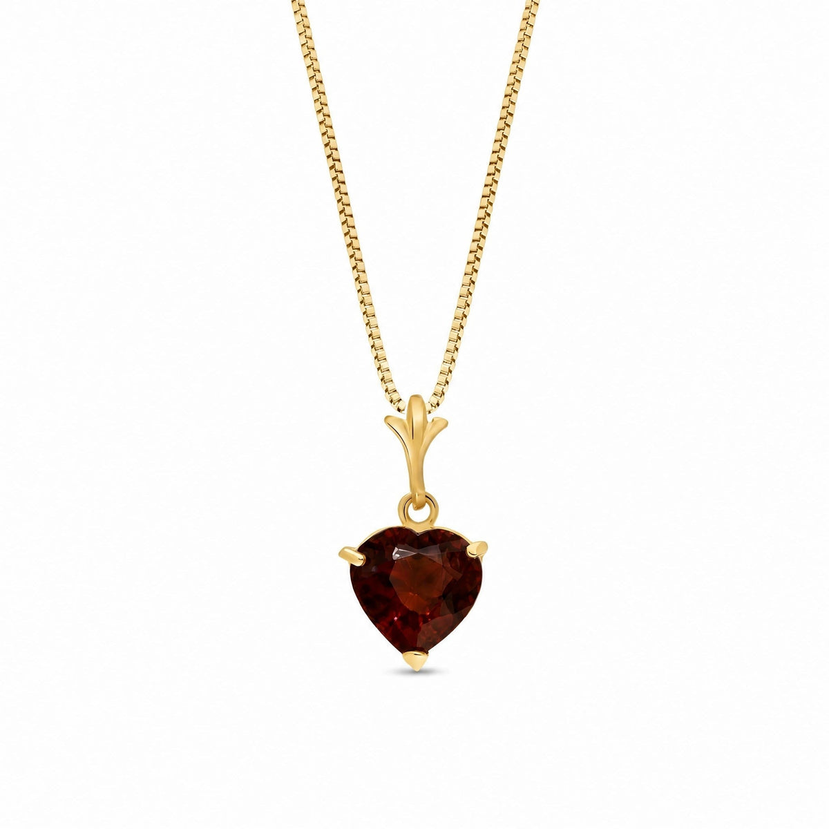 Yellow Gold Classic Necklace Garnet 10K — Alida