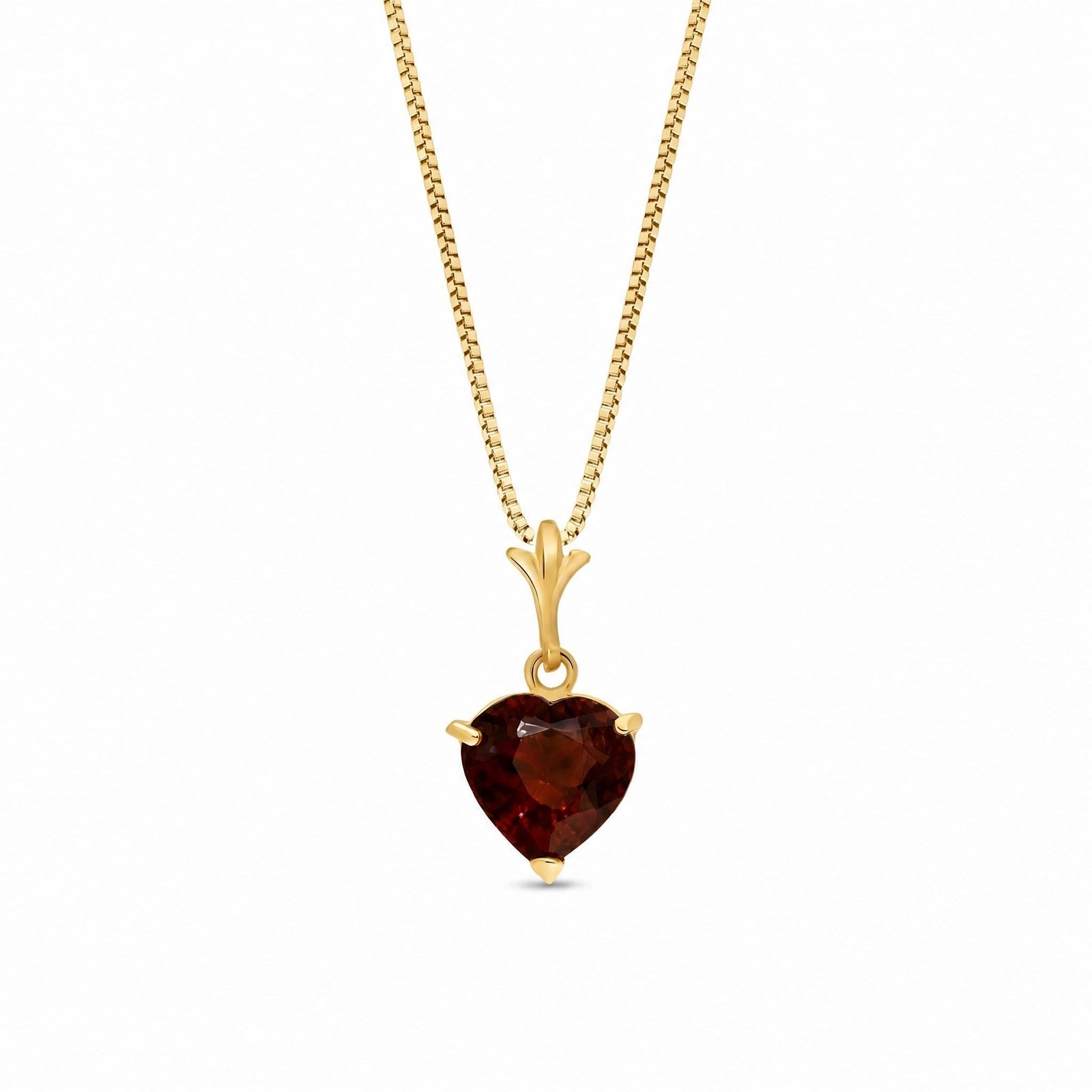 Yellow Gold Classic Necklace Garnet 10K — Alida