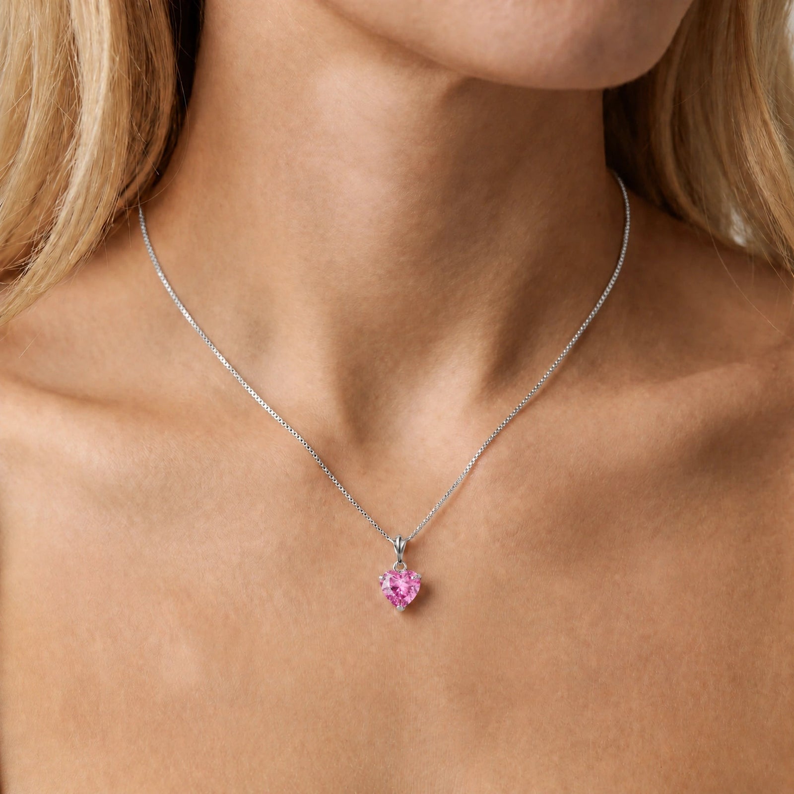 White Gold Classic Necklace Pink Topaz 10K — Alida
