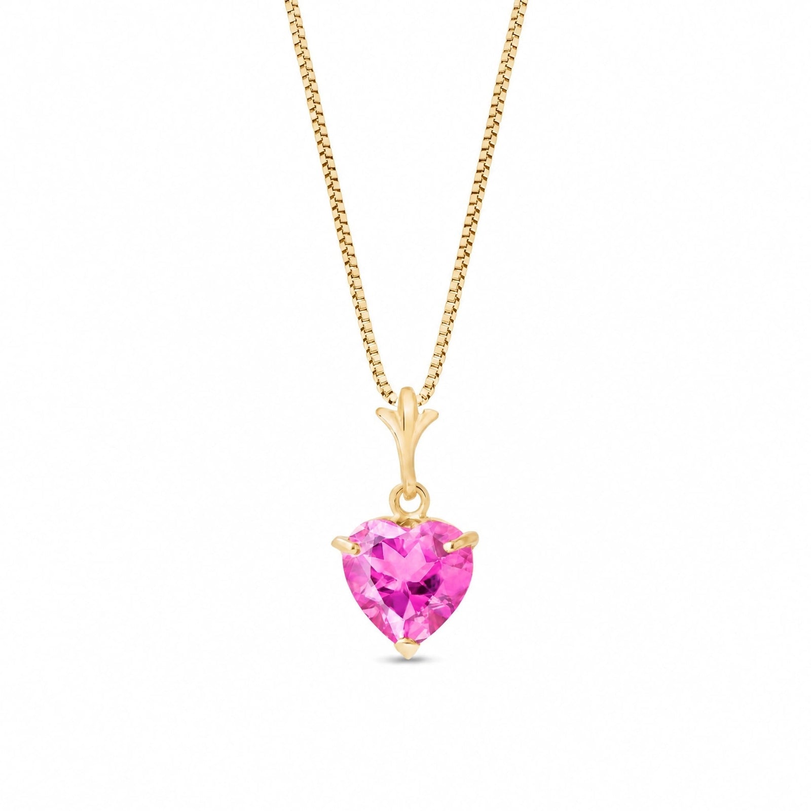 Yellow Gold Classic Necklace Pink Topaz 10K — Alida