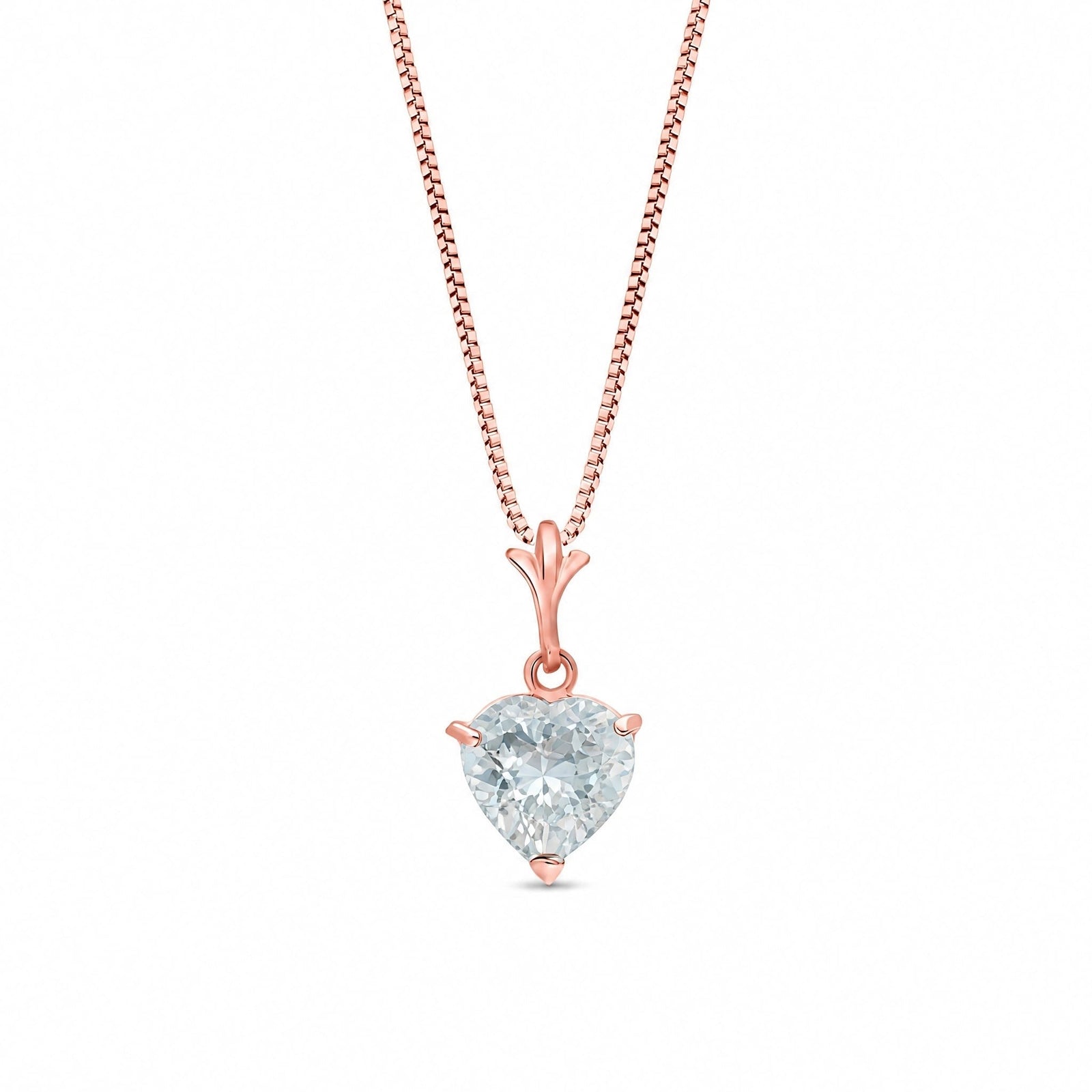 Rose Gold Classic Necklace Aquamarine 10K — Alida