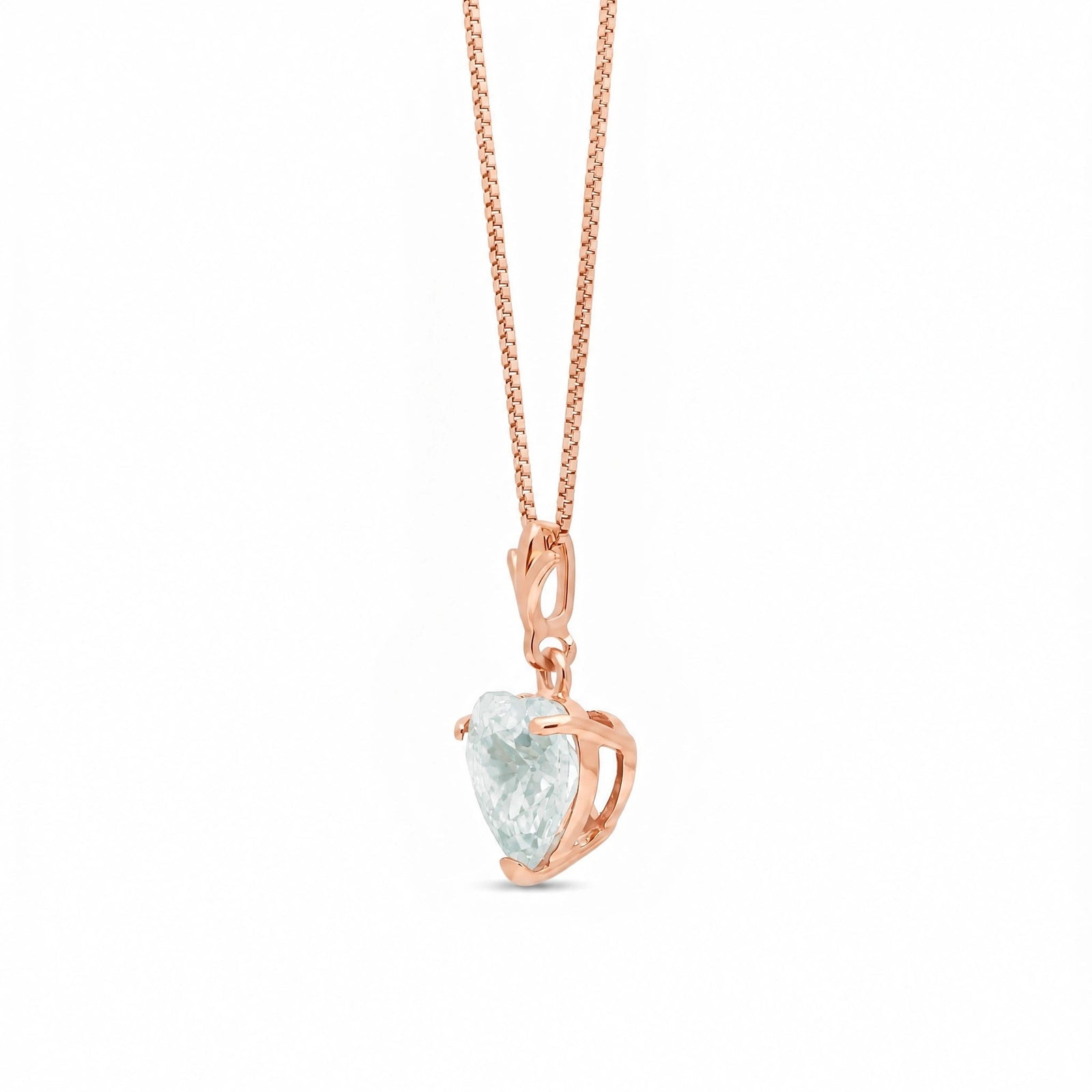 Rose Gold Classic Necklace Aquamarine 10K — Alida