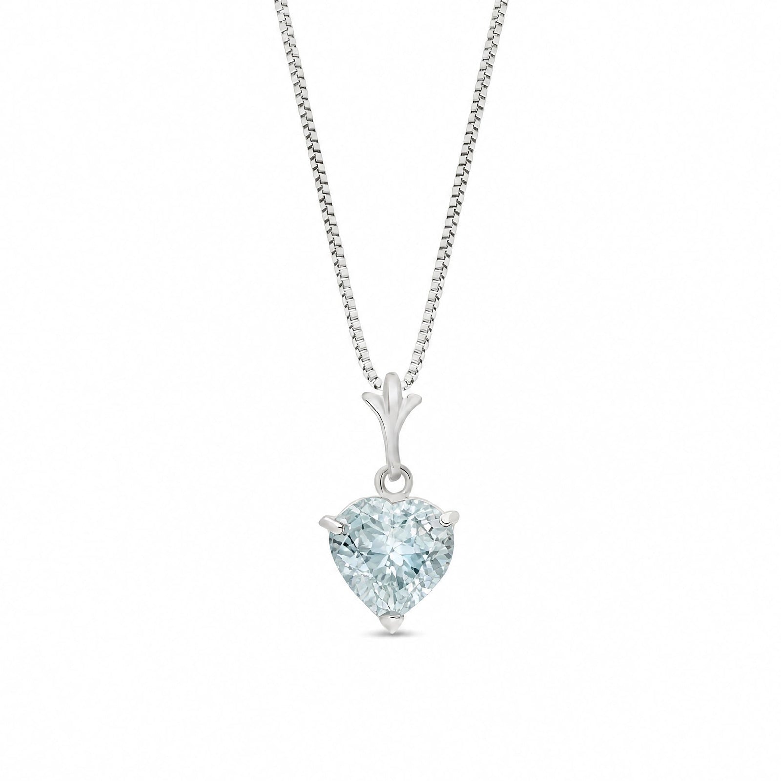 White Gold Classic Necklace Aquamarine 10K — Alida