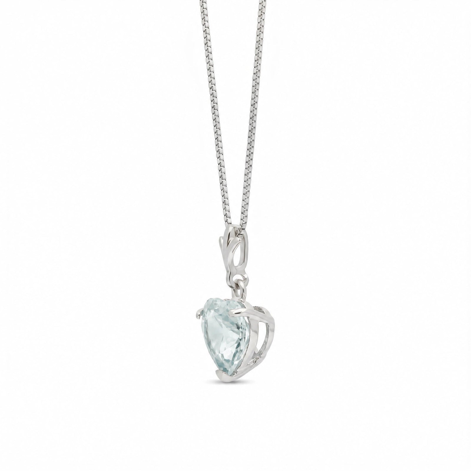 White Gold Classic Necklace Aquamarine 10K — Alida