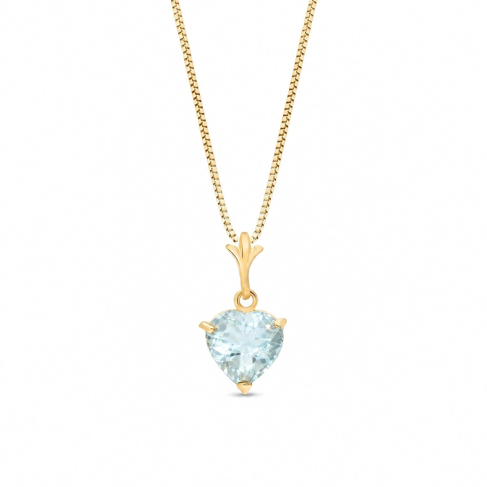 Yellow Gold Classic Necklace Aquamarine 10K — Alida