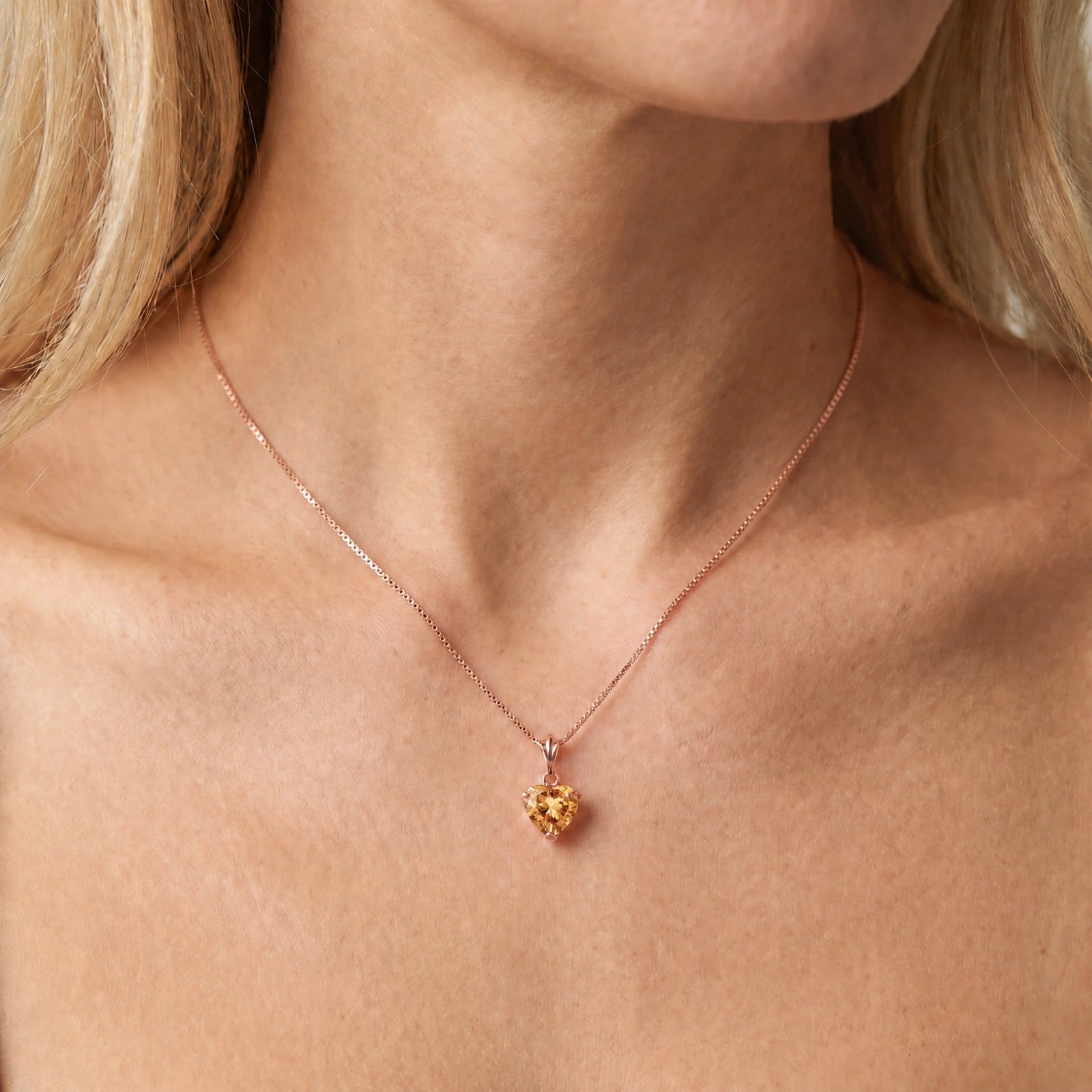 Rose Gold Classic Necklace Citrine 10K — Alida