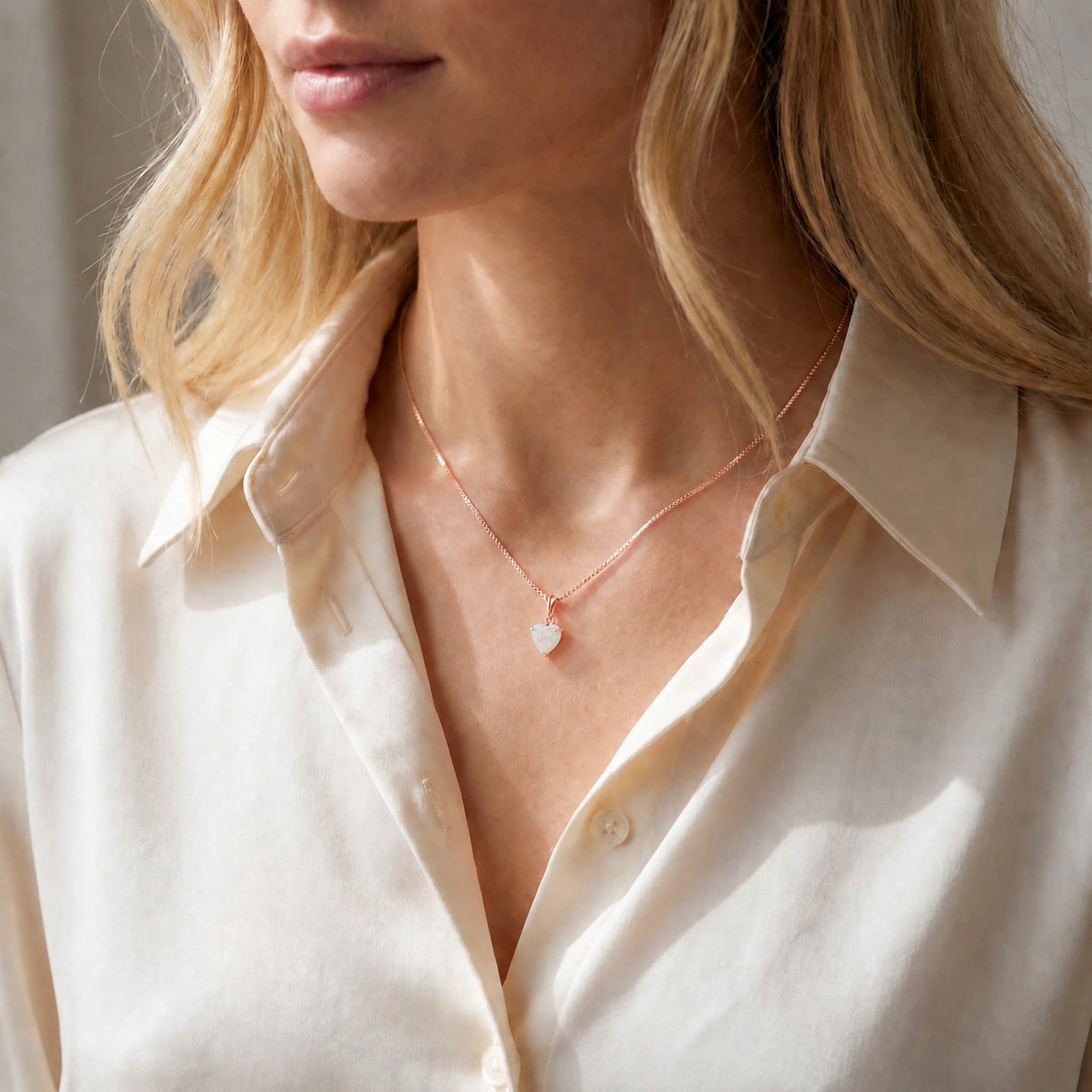 Rose Gold Classic Necklace Opal 10K — Alida