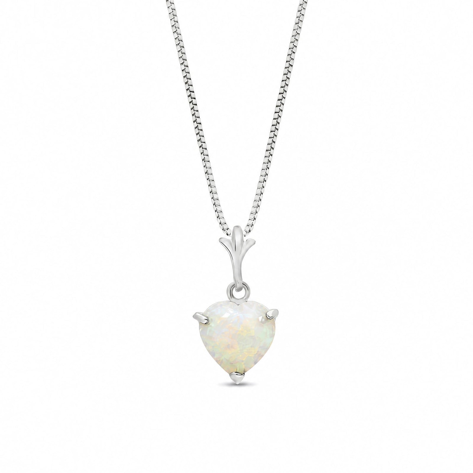 White Gold Classic Necklace Opal 10K — Alida